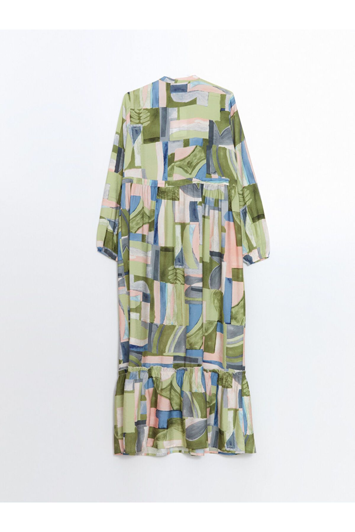 LC Waikiki-Rochie cămașă pentru femei LCW Modest Green Judge Guler 7