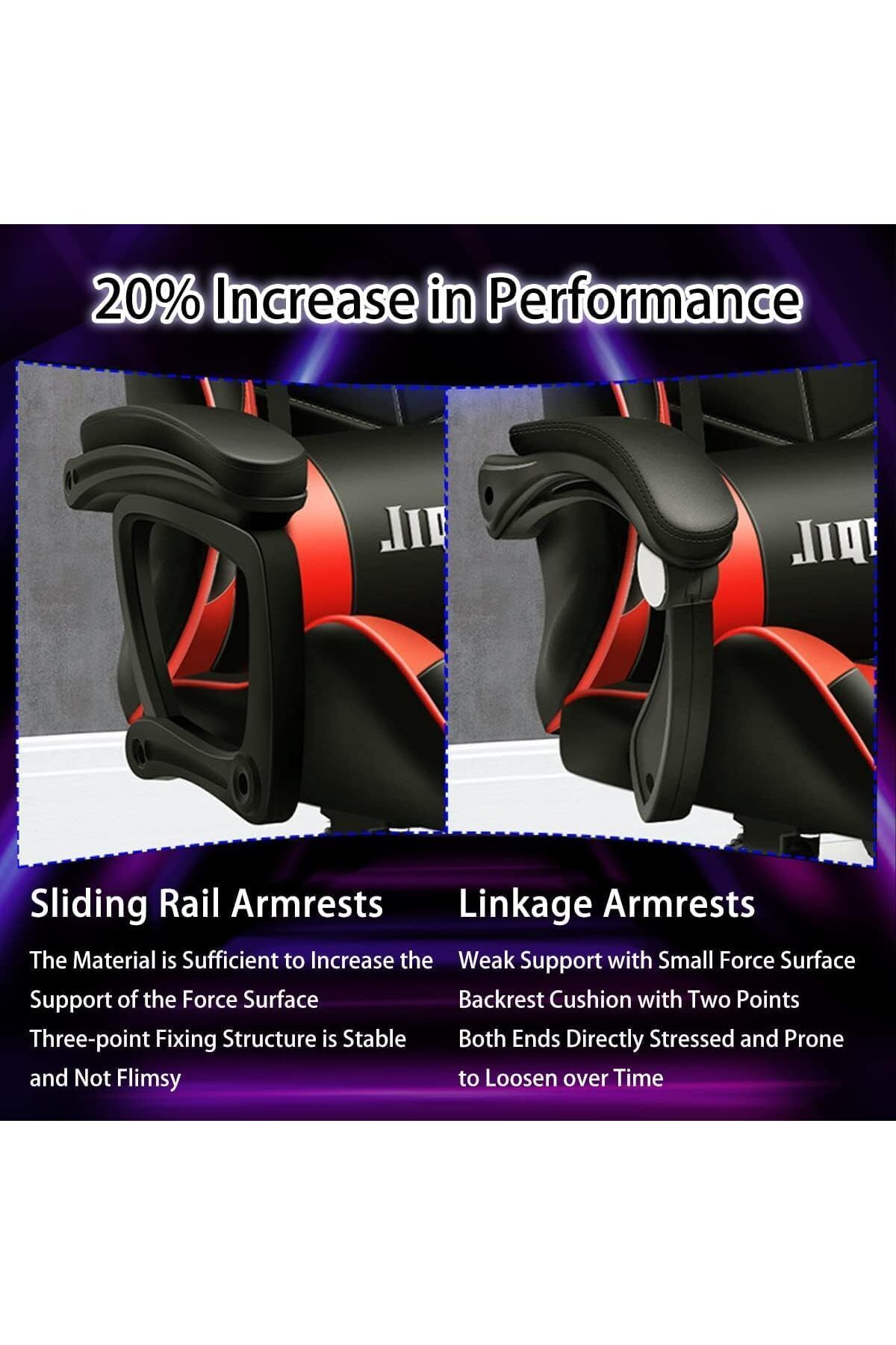 COOYA-Office Computer Game Chair,Ergonomic Backrest,Height Adjustment,with Headrest and Lumbar Pillow,Red 6