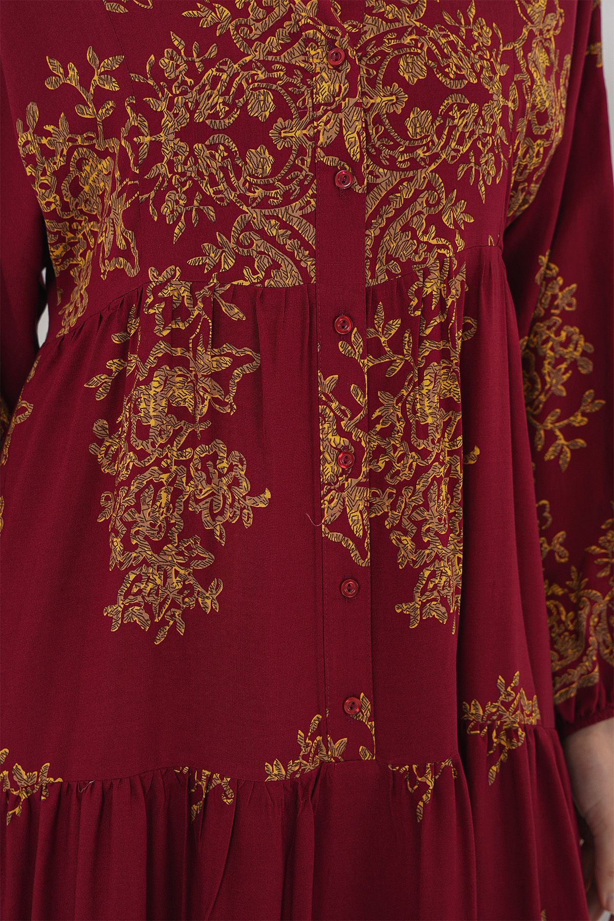 Bigdart-2423 Model Authentic Patterned Red Dress 5