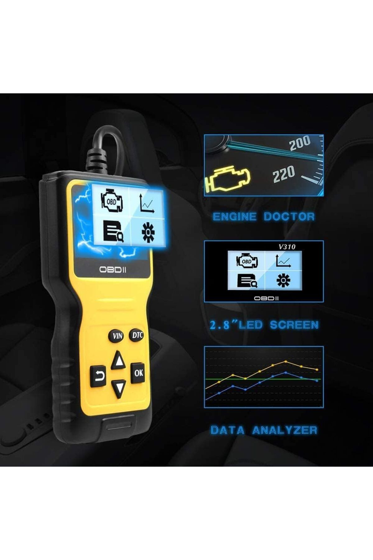fulina-Car Trouble Code Reader, Easily Check Engine Light Errors,with LCD display,for All Cars 4
