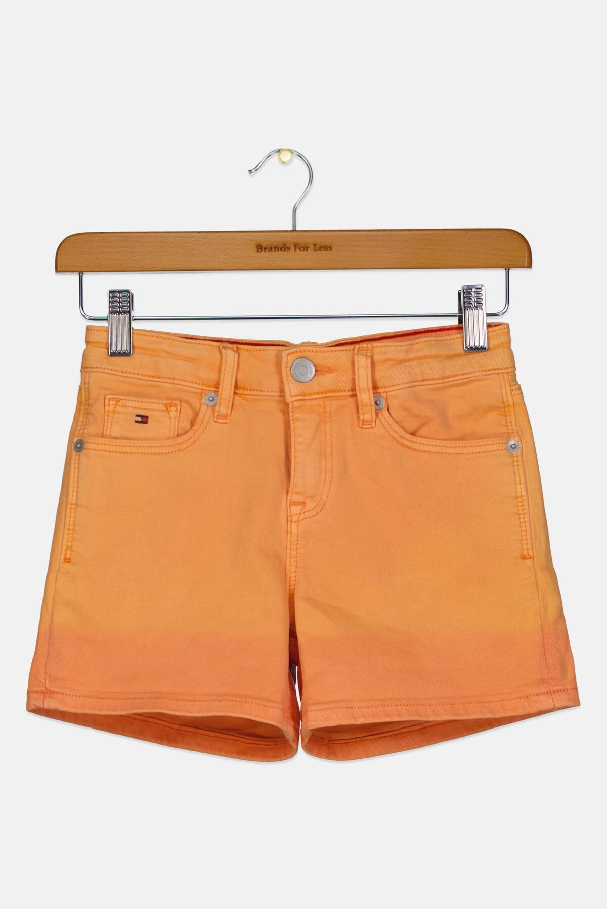 Tommy Hilfiger-Kids Girl Skinny Fit Plain Denim Short, Orange 1