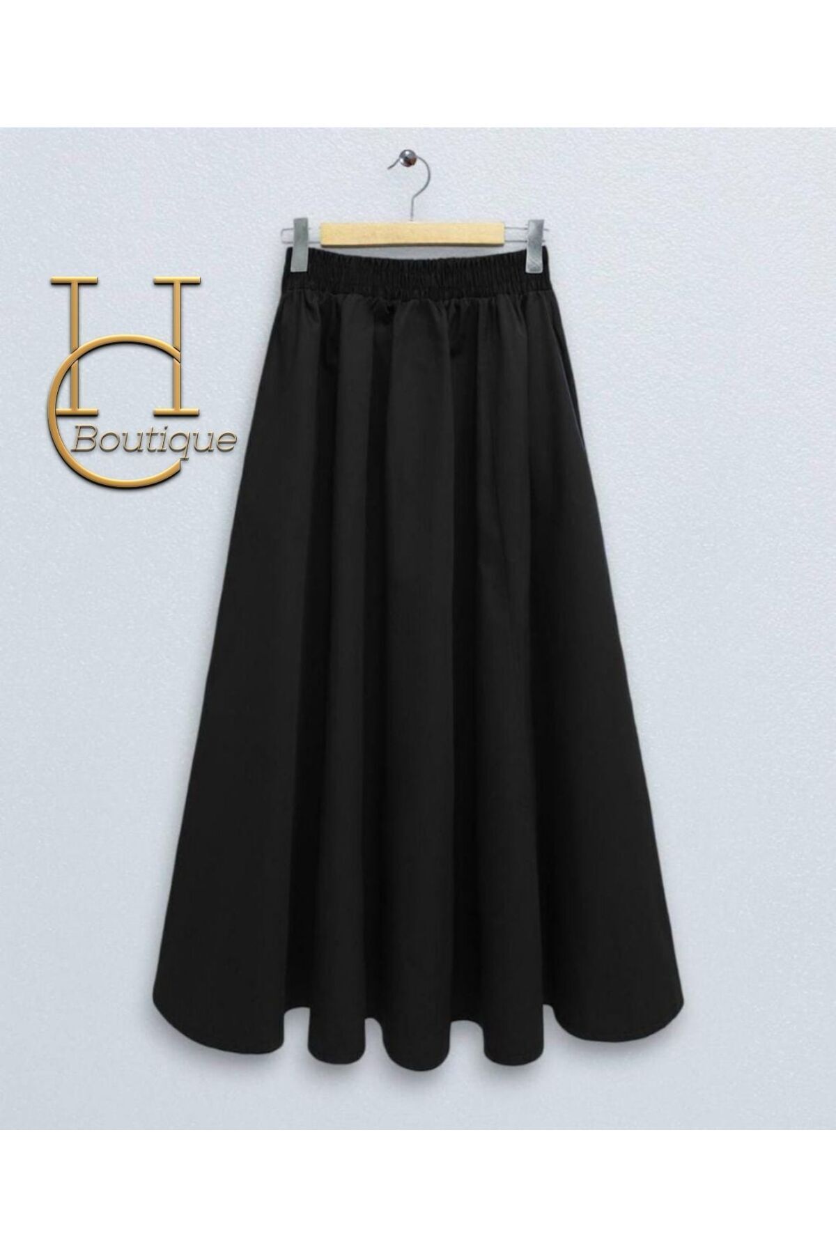 Long Skirt with Welt Pockets Poplin Fabric Unlined - Görsel 3