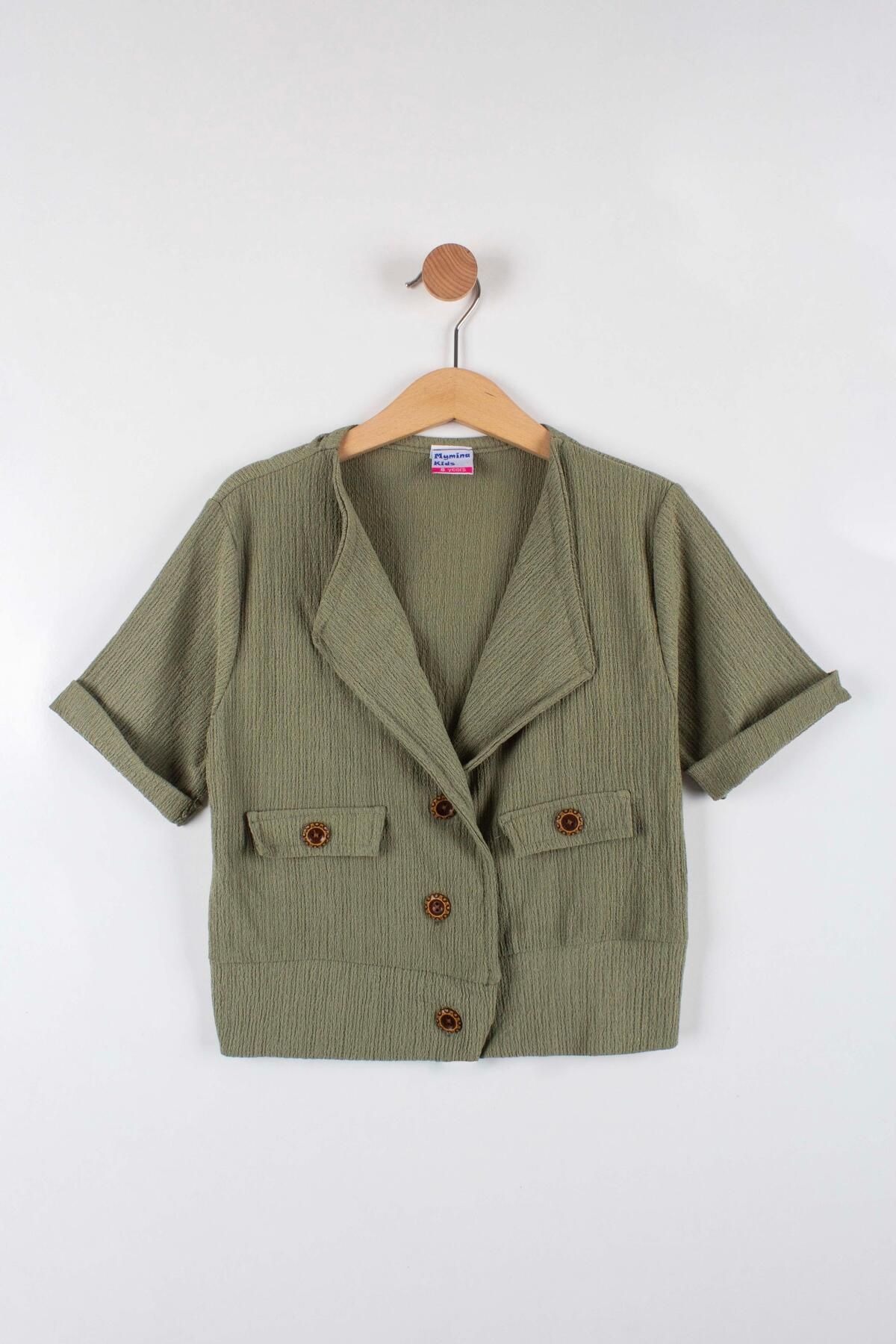 TRENDİMİZBİR-Short Sleeve 2-Piece Buttoned Set for Girl 4