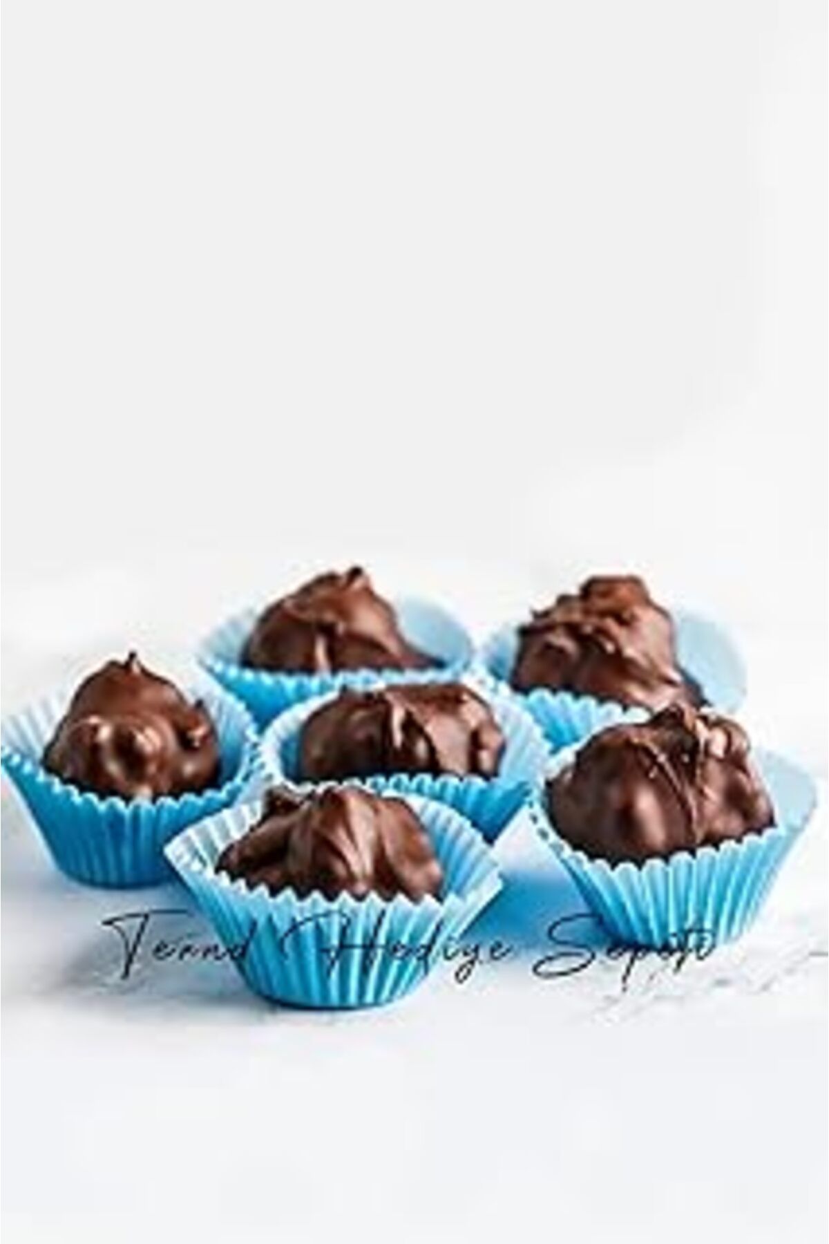 Pazarcan Trend Hediye Sepeti Takribi 200 Adet Mini Boy Mavi Truff Çikolata Kağıdı, Lokum Kağıdı, Muffin Kek