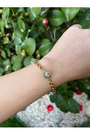 steelsteel BONCUKLU 14K ZİRKON TAŞLI ÇELİK BİLEKLİK