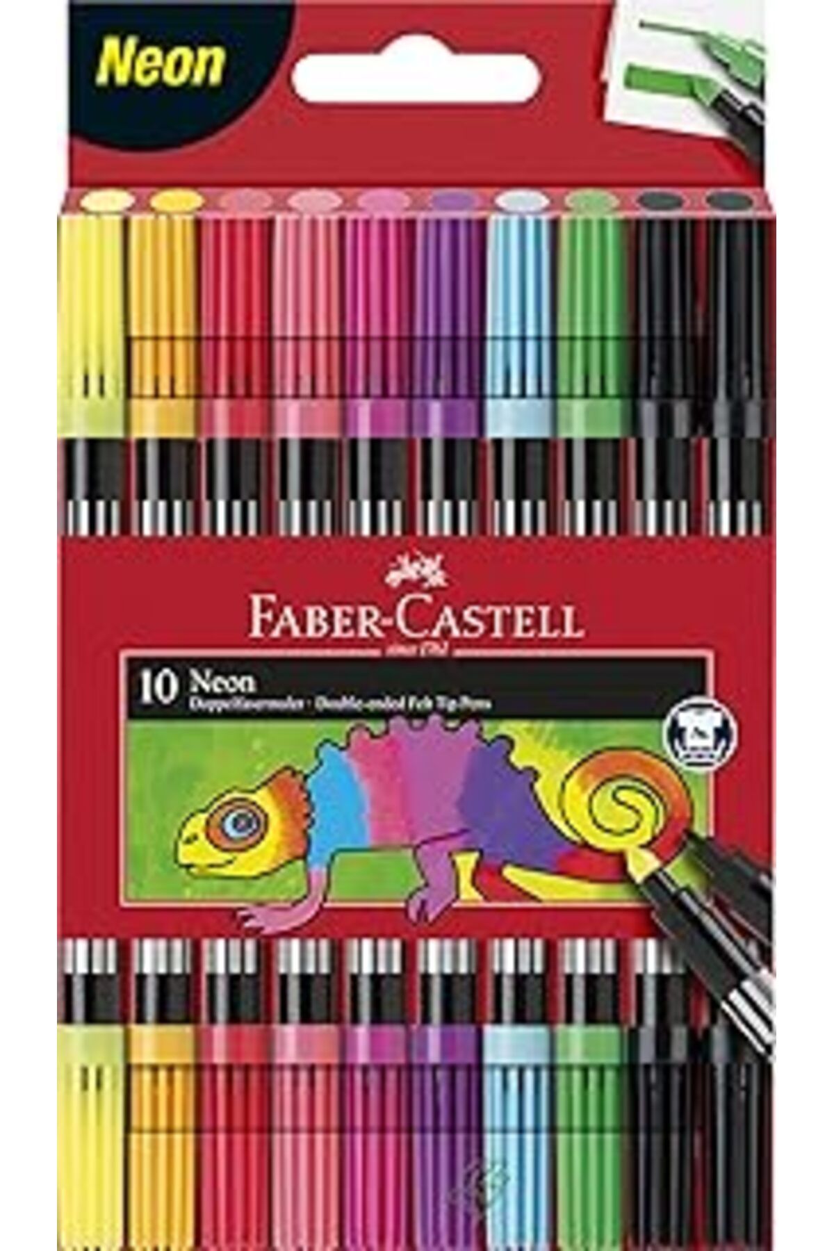Pazarcan Faber-Castell Çift Taraflı Neon Keçeli Kalem 10'Lu (20 Renk)