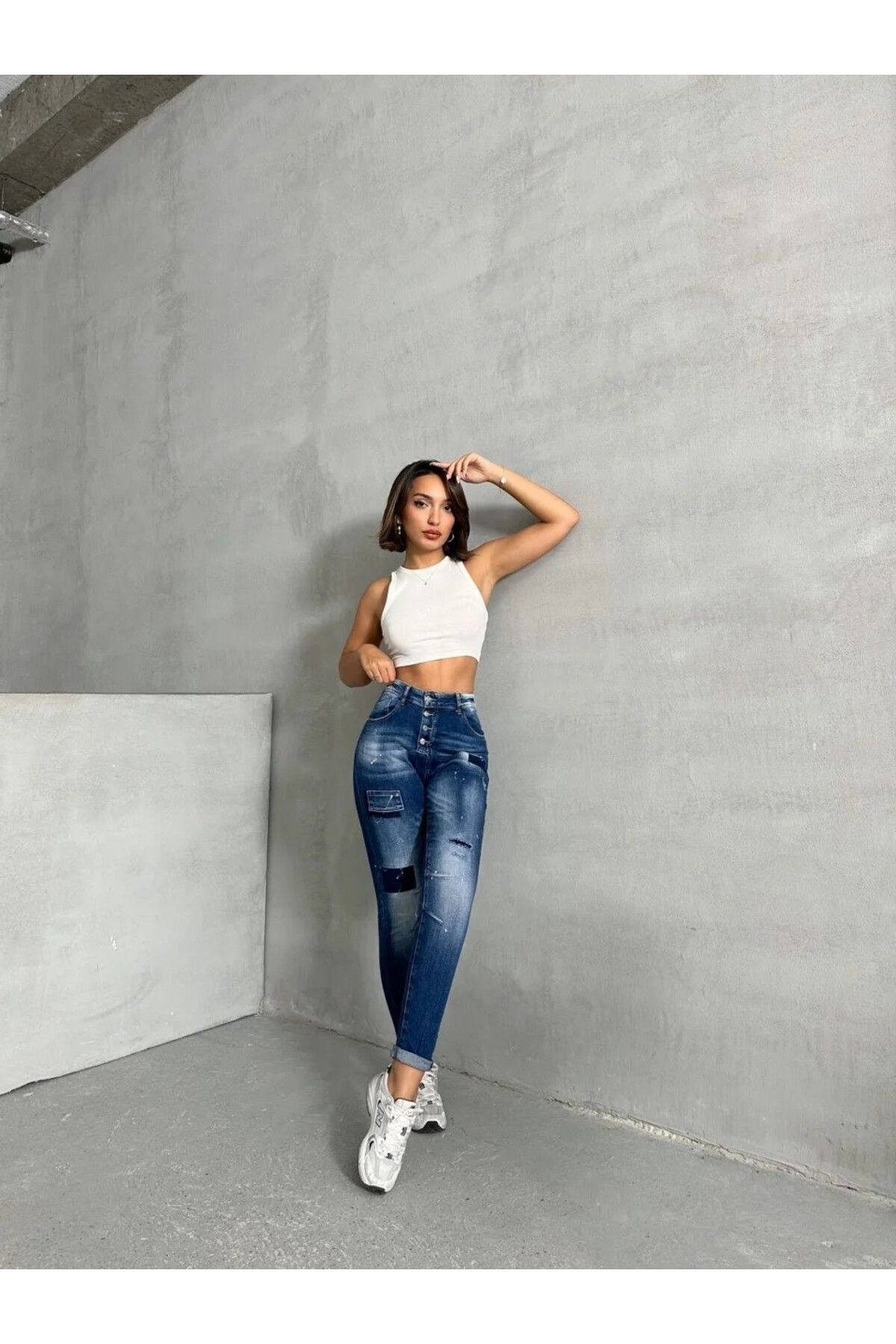 ADA MODA-Blugi dama elastici cu abraziuni 5