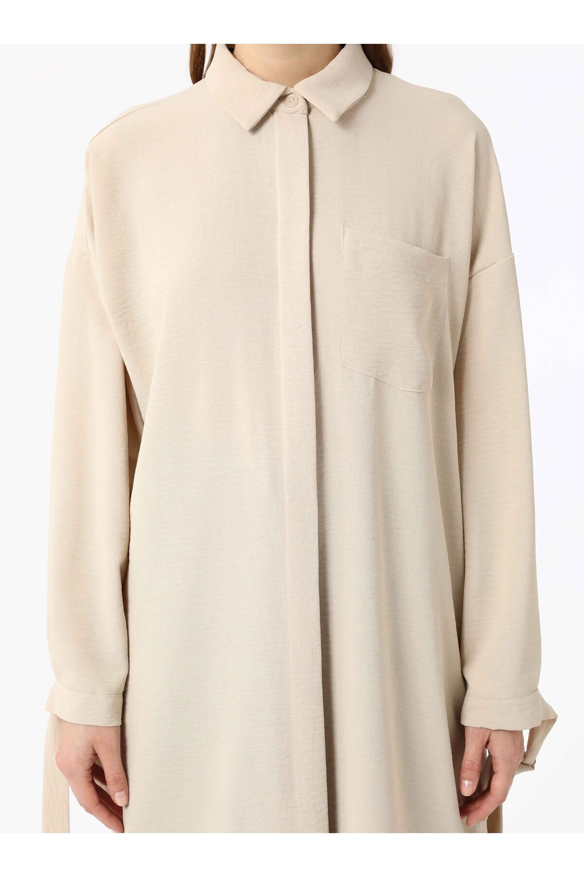 Refka-Tunic with Cuff Binding Detail - Stone Color - Refka 5
