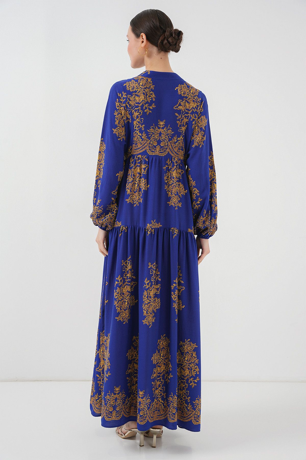 Bigdart-2423 Modell Authentisches gemustertes Lila Kleid 6