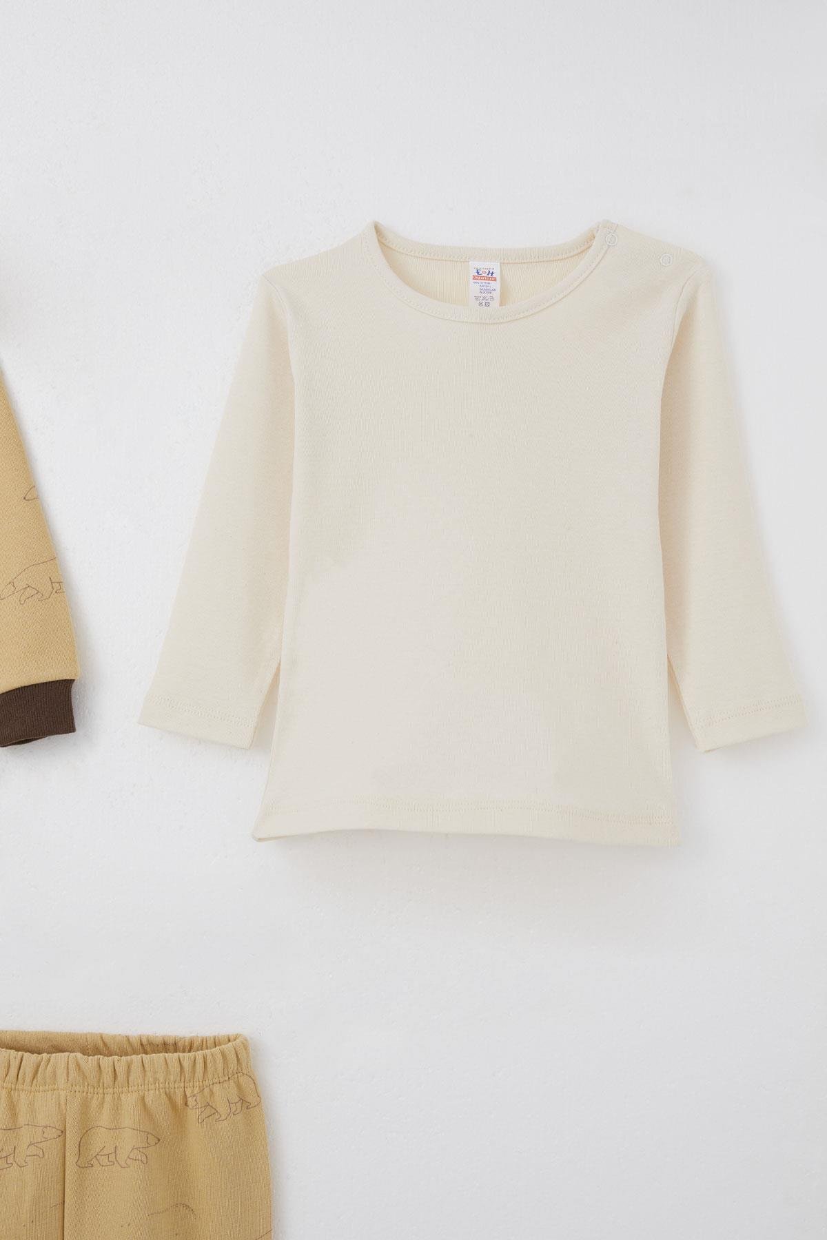 Breeze Erkek Bebek Bodyli 3 Lü Takım Kutup Ayısı Desenli 4 Ay-1 Yaş, Bej fotoğrafı 4 (önizleme)