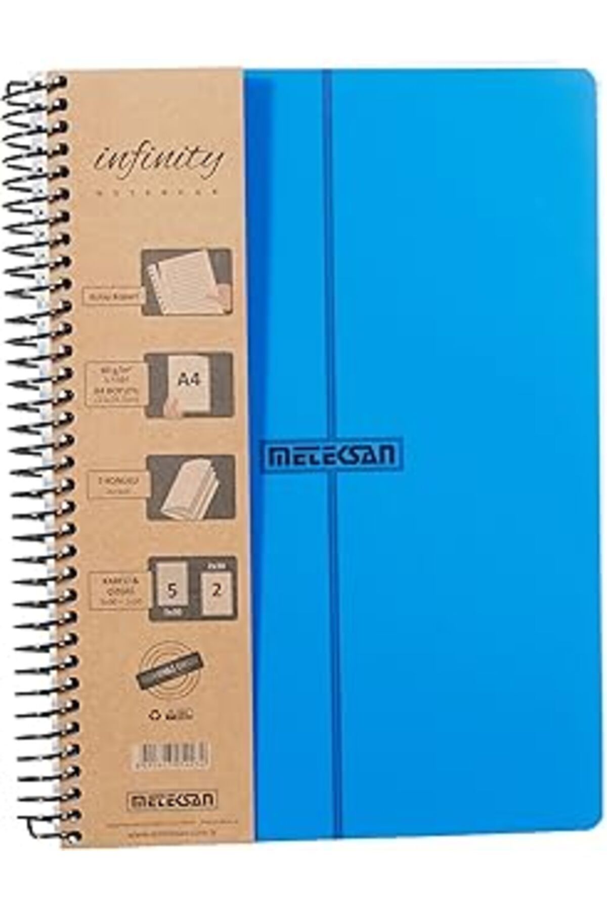 NZM TİCARET Meteksan Infinity Primary Serisi, A4, 7 Konulu (5 Kareli, 2 Çizgili) 210 Yaprak Pp Kapaklı Spiralli