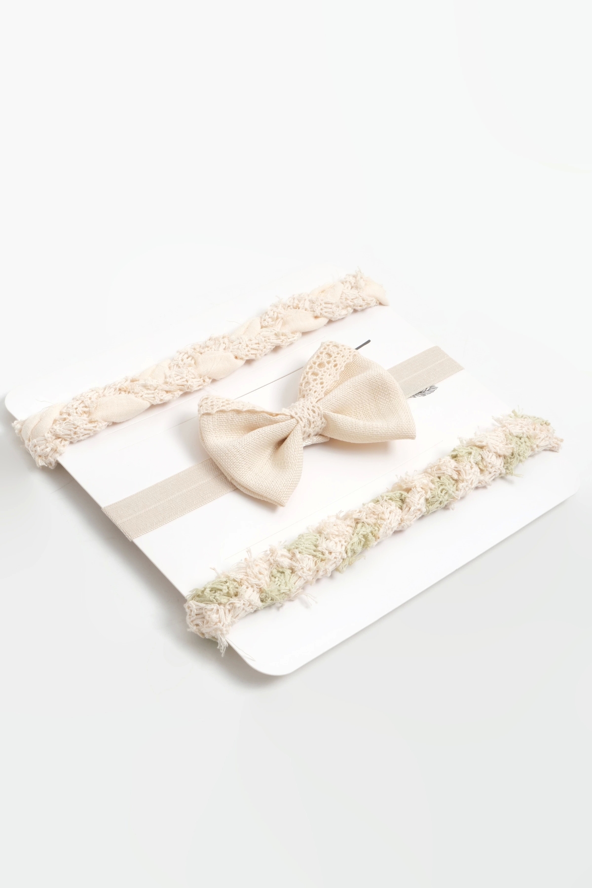 LOGO AKSESUAR Organik Örme Kumaş Bebek Bandana Seti 0-24 Ay 3'lü Örme Ham Fiyonk Tasarım fotoğrafı 2 (önizleme)