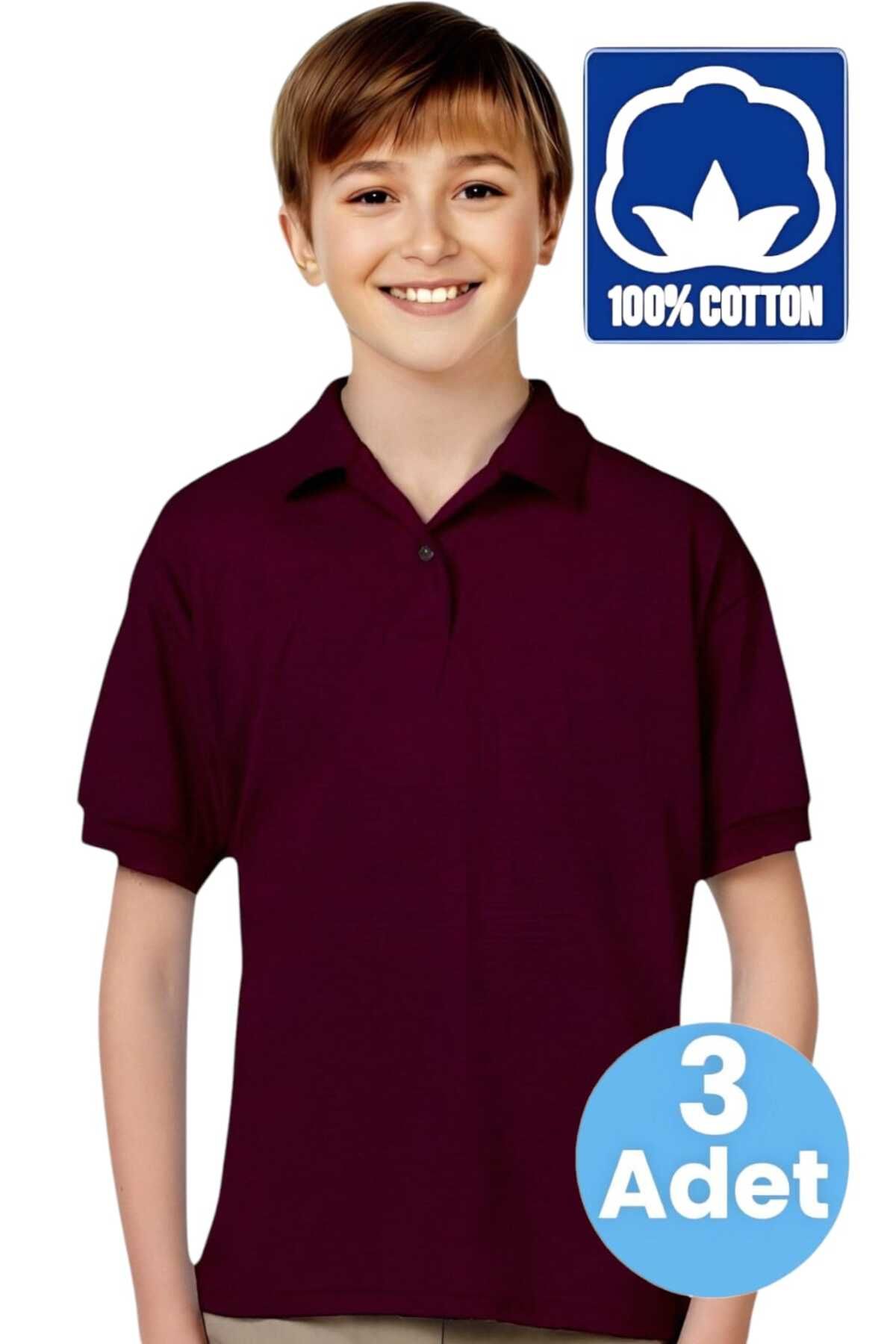 Uniquetrenders Tricouri Polo Pentru Băieți, 100% Bumbac, 3 Cutii, Uniforme Casual Și Școlare Masculin - 8–9 years