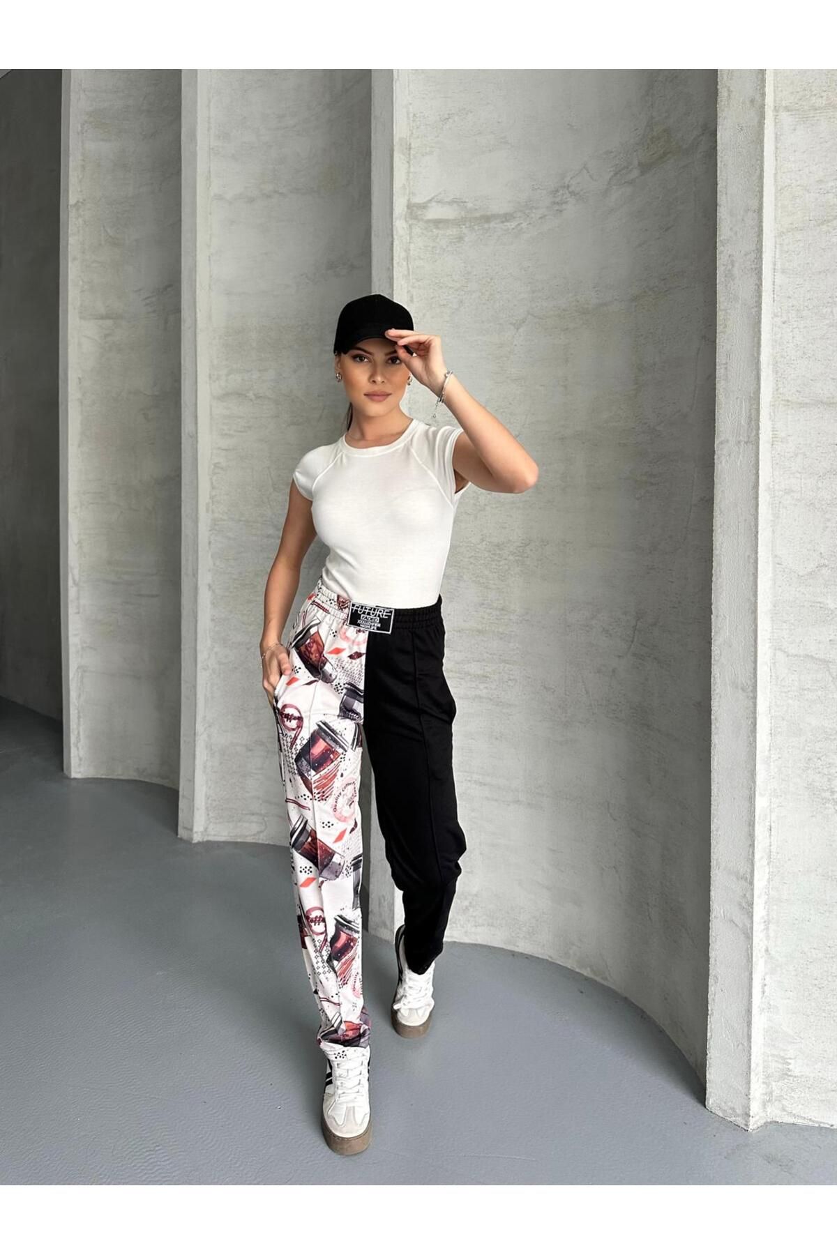 RPT MODA-Digital Printed Double Color Patterned Comfortable High Waist Jogger Bottom Tracksuit 3