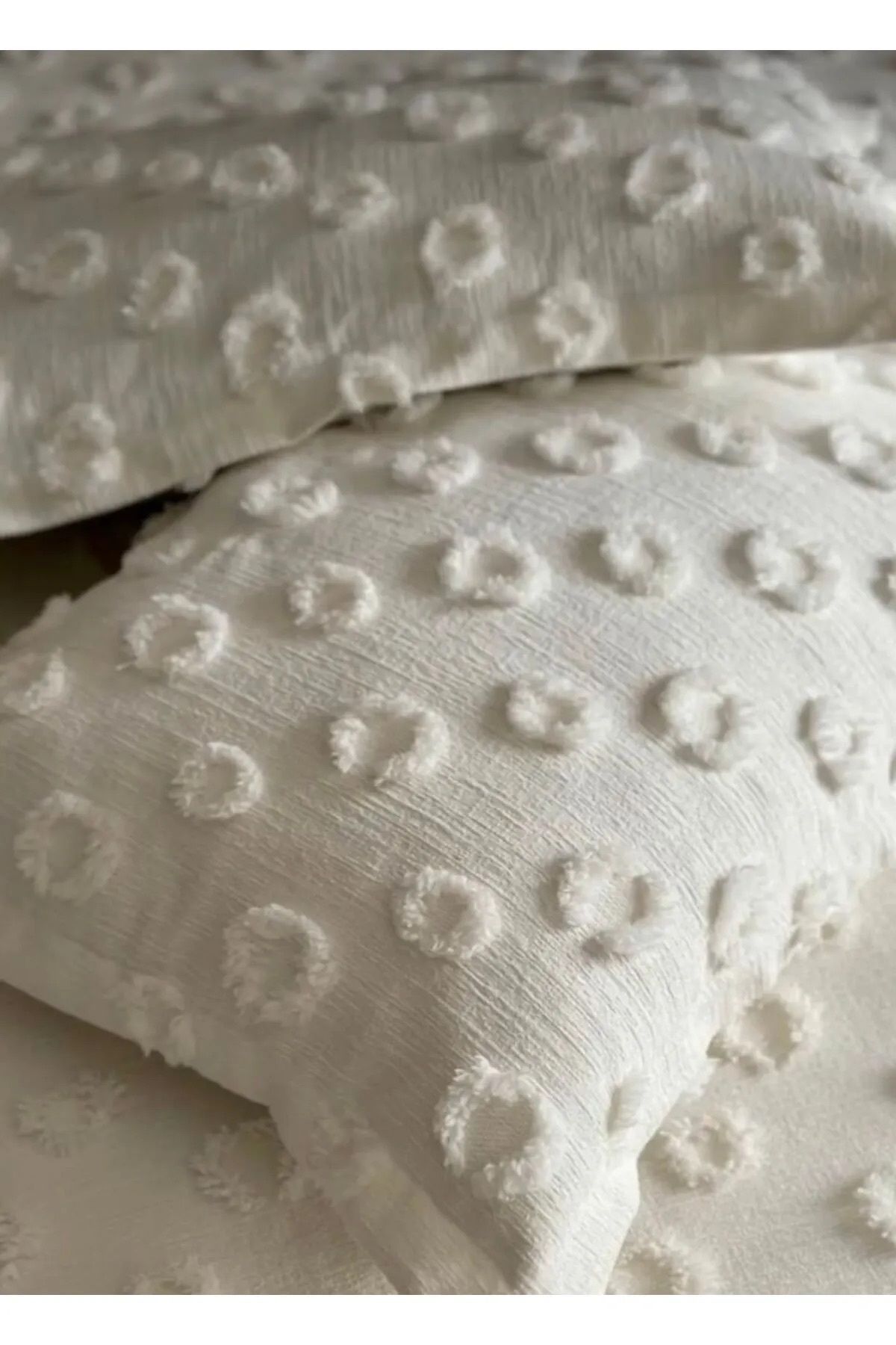 EVYA-100% Cotton Pompom Pique Set Double 200X230 cm Soft Breathable Summer Bedspread 3