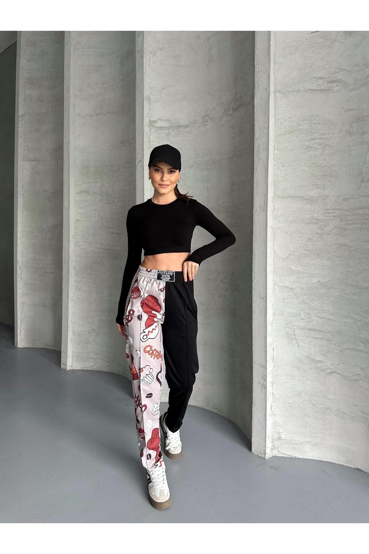 RPT MODA-Digital Printed Double Color Patterned Comfortable High Waist Jogger Bottom Tracksuit 3