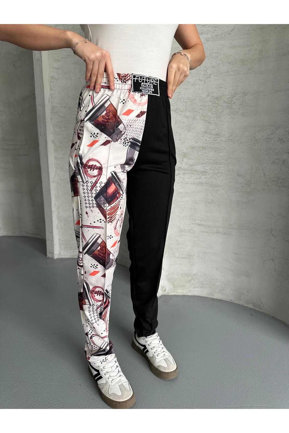 RPT MODA-Digital Printed Double Color Patterned Comfortable High Waist Jogger Bottom Tracksuit 6