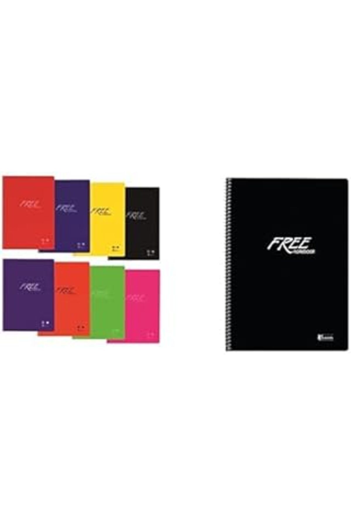 NZM TİCARET Keskin Color A4 80 Yp. Çizgili + 120 Yp. Kareli Pp Kapak Spiralli Free Defter (4'Lü Paket)