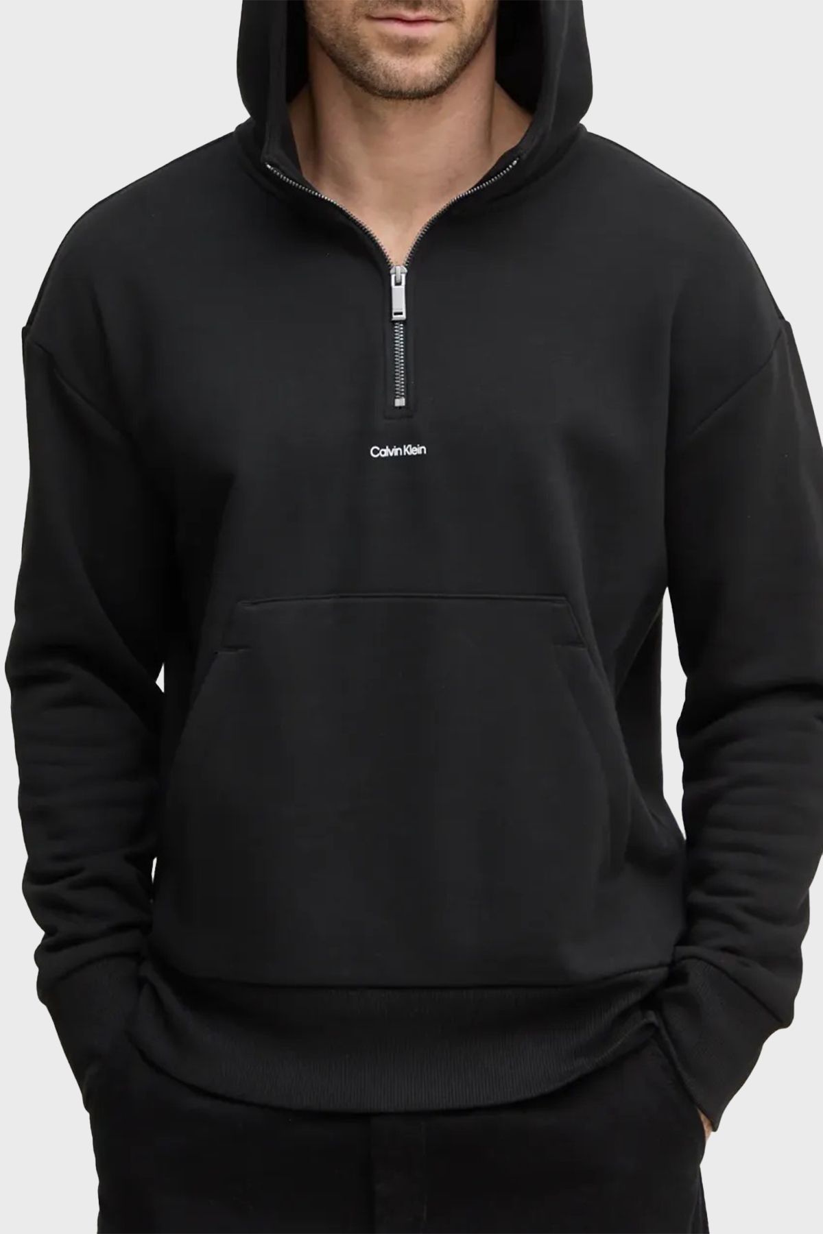 عرق گیر نیم زیپ دار نخی معمولی K10K113762BEH SWEAT مردانه K10K11376 Calvin Klein