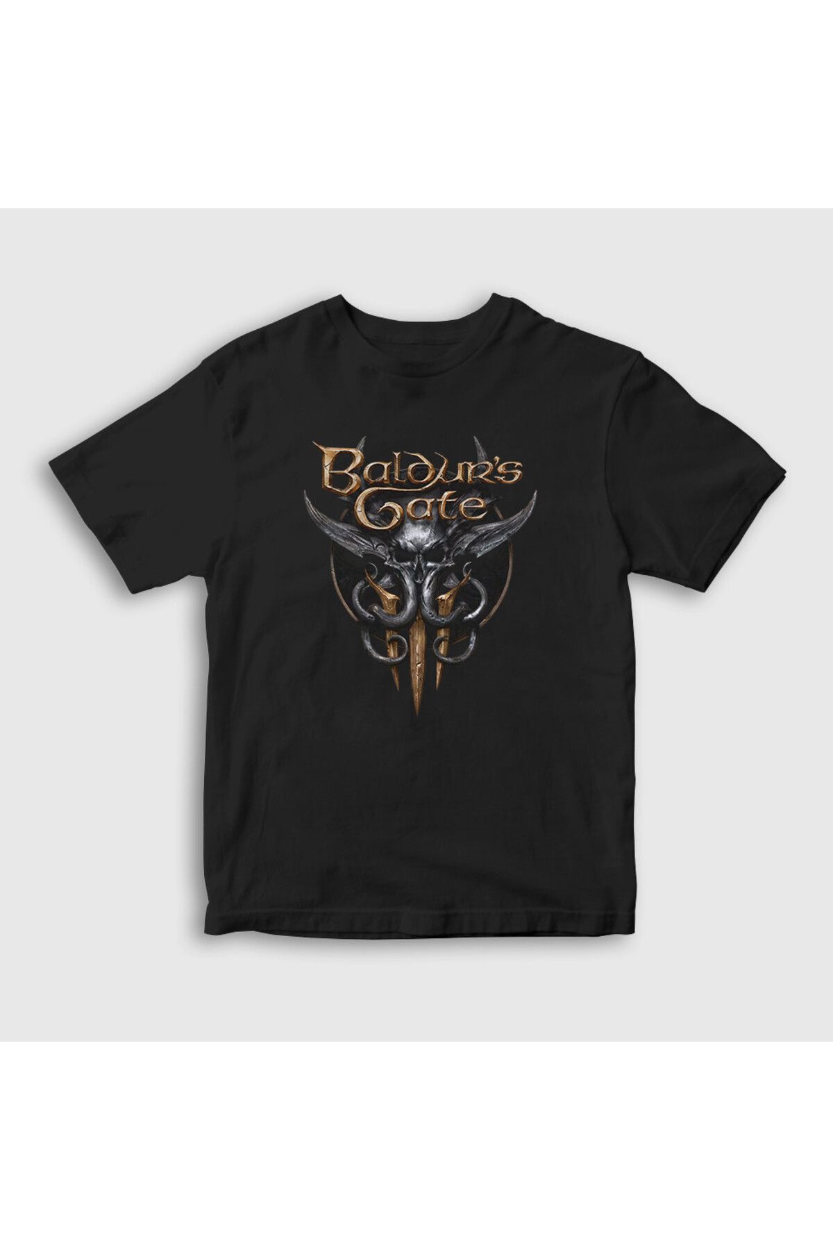 Presmono Tricou Unisex Pentru Copii Baldur's Gate - Negru, Logo, Joc Tt Unisex - 11-12 ani
