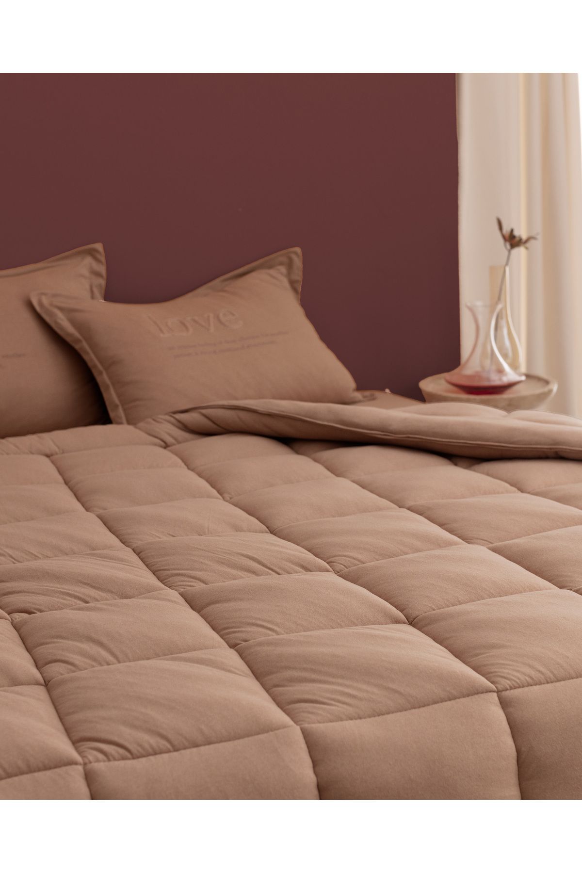 Bobigny Supersoft Çift Kişilik Comforter Set - Pudra - 2