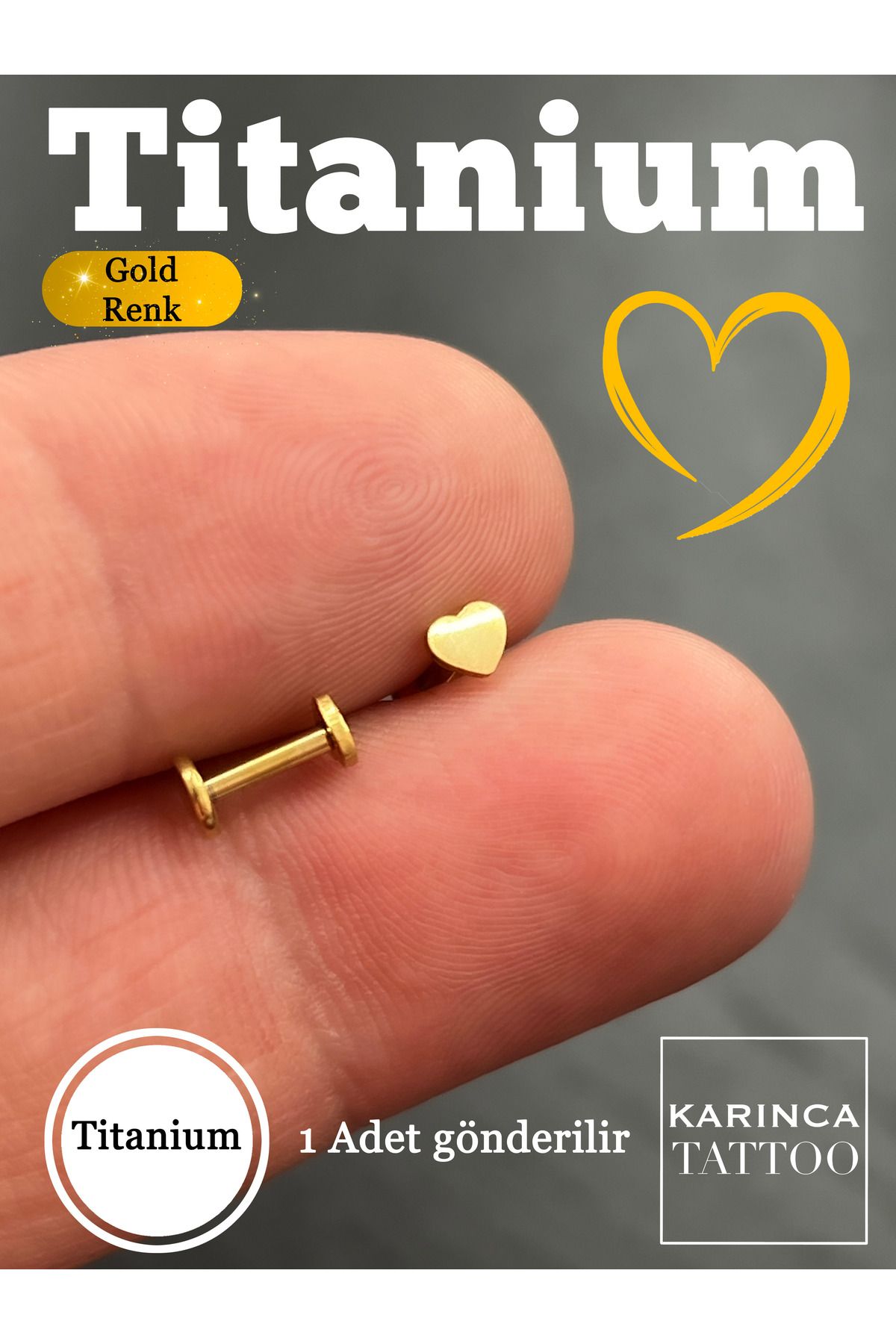 Karınca Piercing-100% Titanium - Forward Helix Ear Labret Flat Conch Nose Tragus Piercing Earring for Small Heart 2