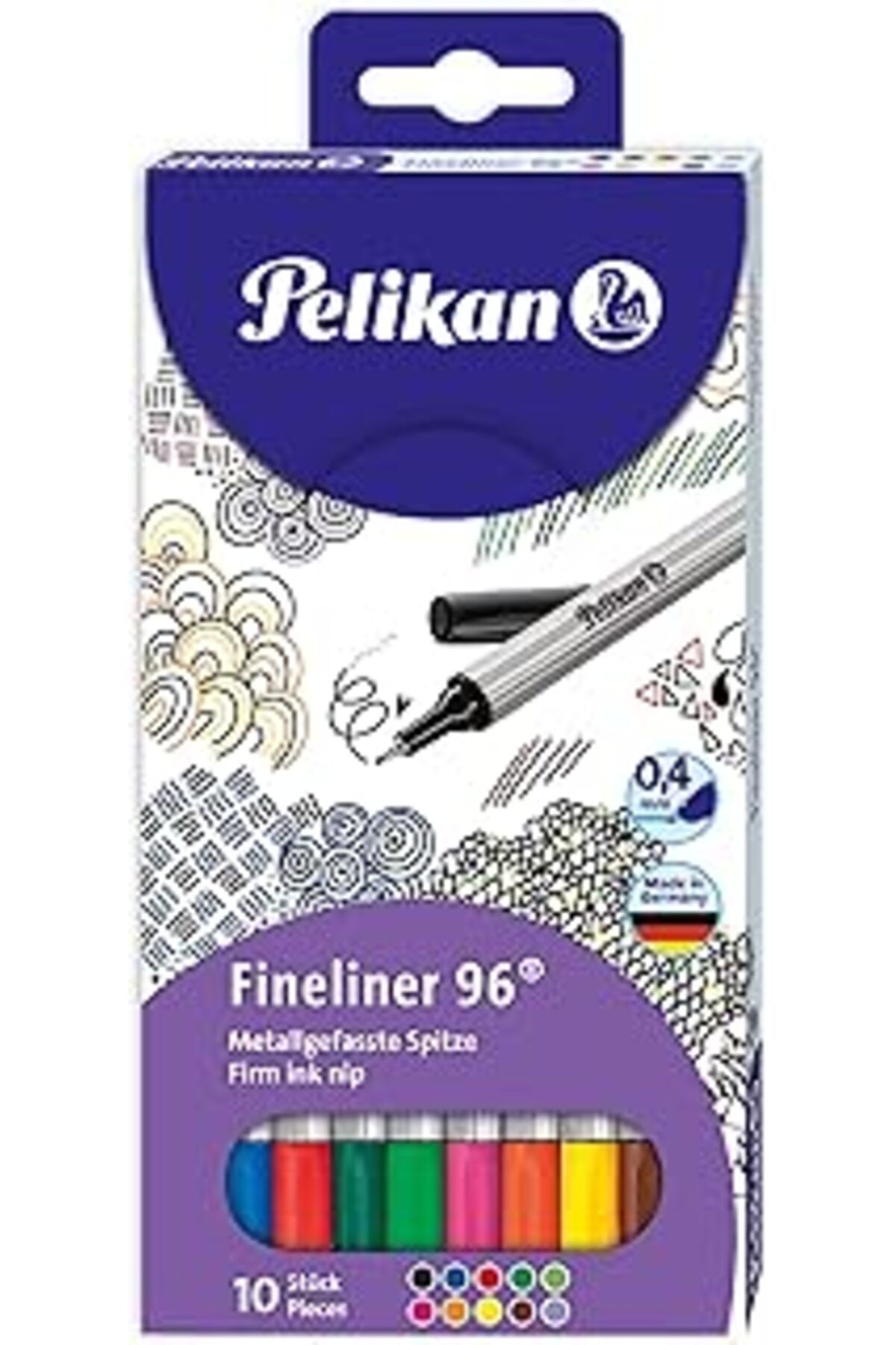 DENİZBİLİŞİM Pelikan Fineliner 96 Çeşitli 10'Lu-Kılıf