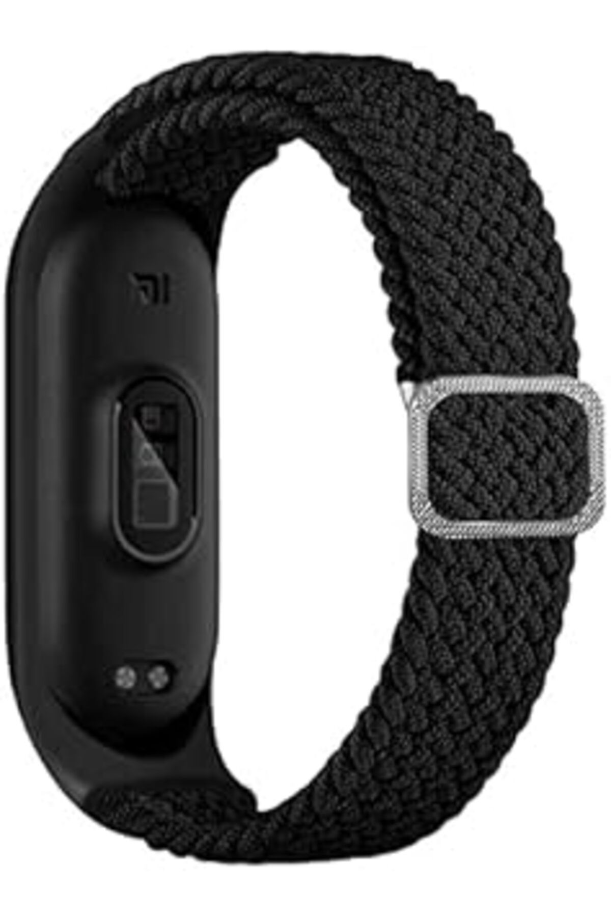 Mu Art Ahşap Mi Band 6 İle Uyumlu Mixed Hasır Örme Kordon Kayış Siyah