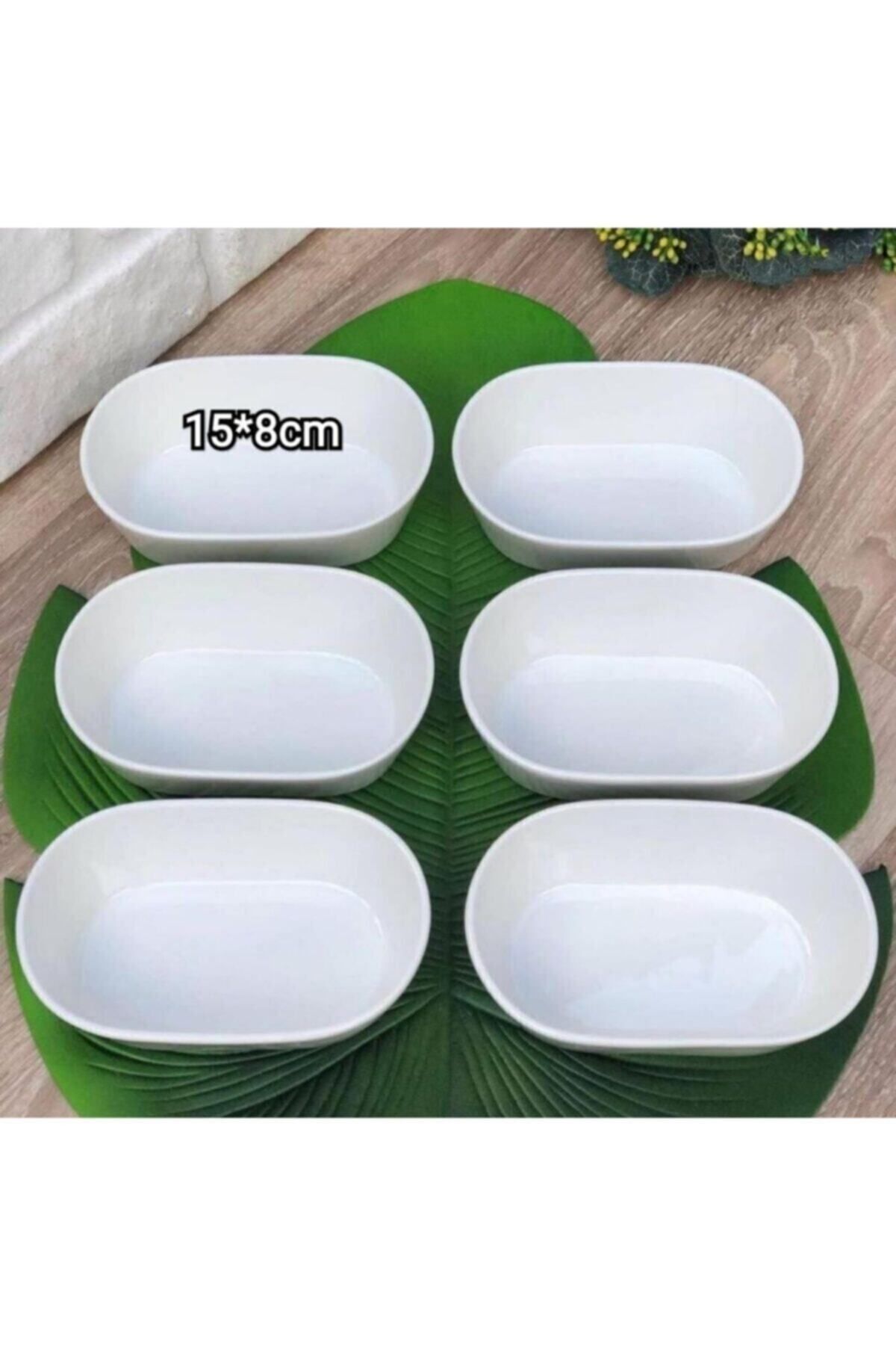 devigo-6 Pieces Oval Snack Bowl/Breakfast Presentation Plate Set - White 15X8 cm Trilla 4