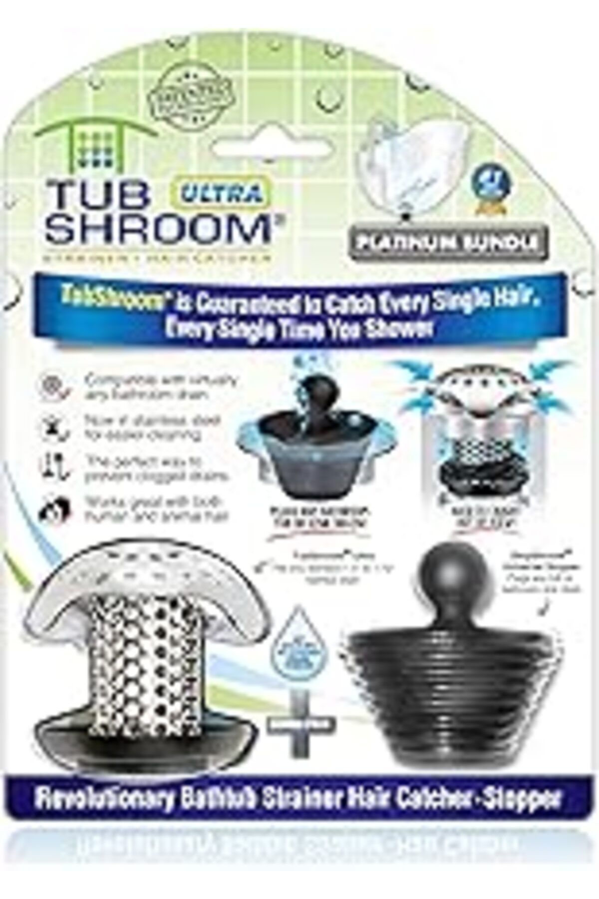 Pazarcan Tubshroom Ultra Paslanmaz Çelik Yuvarlak Drenaj Banyo, Duş Saç Tutucu, Lavabo Süzgeci