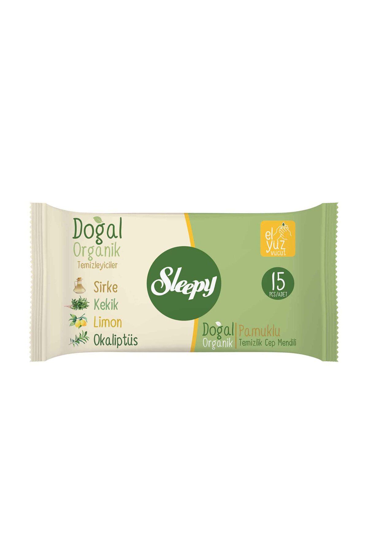Sleepy Doğal Organik Pamuklu Islak Cep Mendili 3X15'li