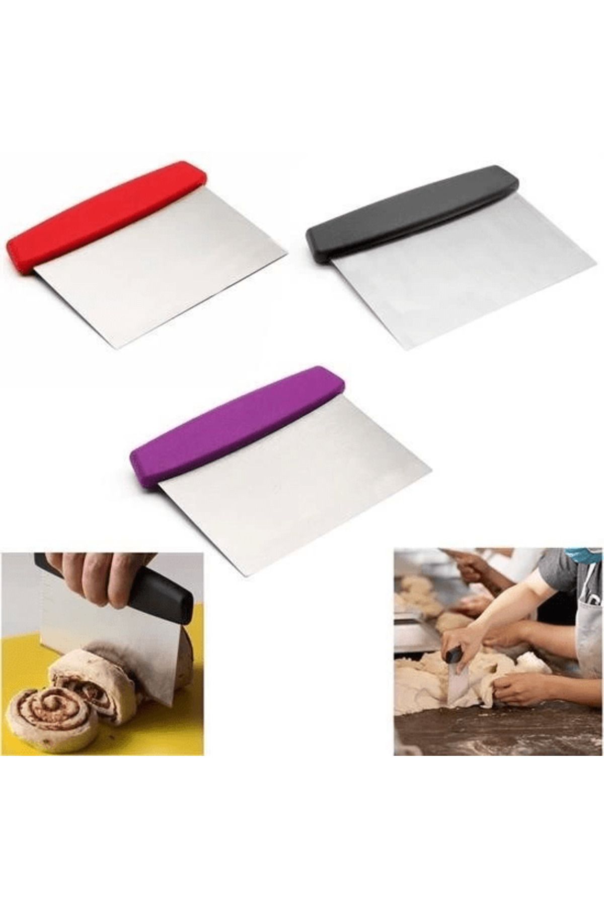 Kuzgun Ticaret Çelik Hamur Kesici Kazıyıcı Pasta Kek Dekorasyon Spatula Aleti ( Lisinya )