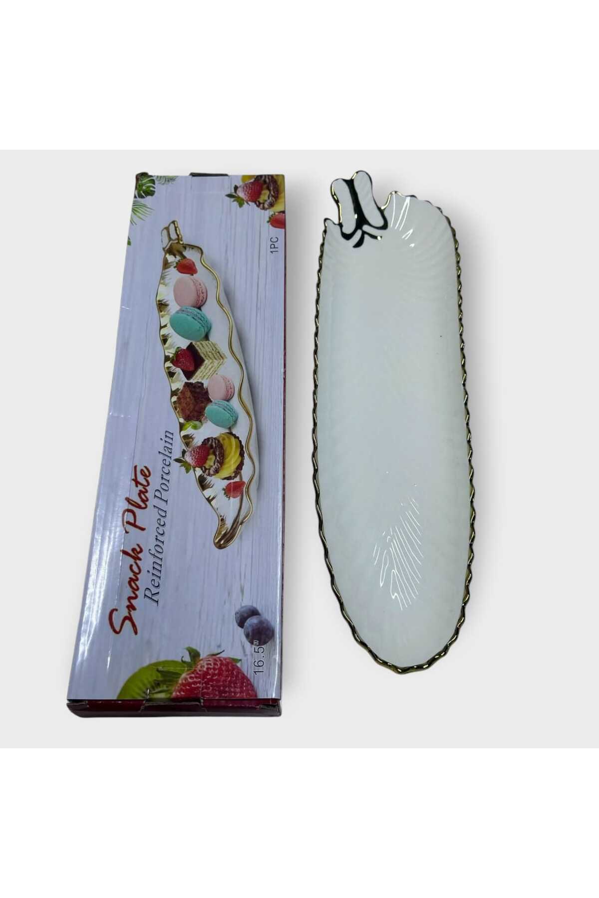 Generic-Ceramic serving dish, white with gold 4