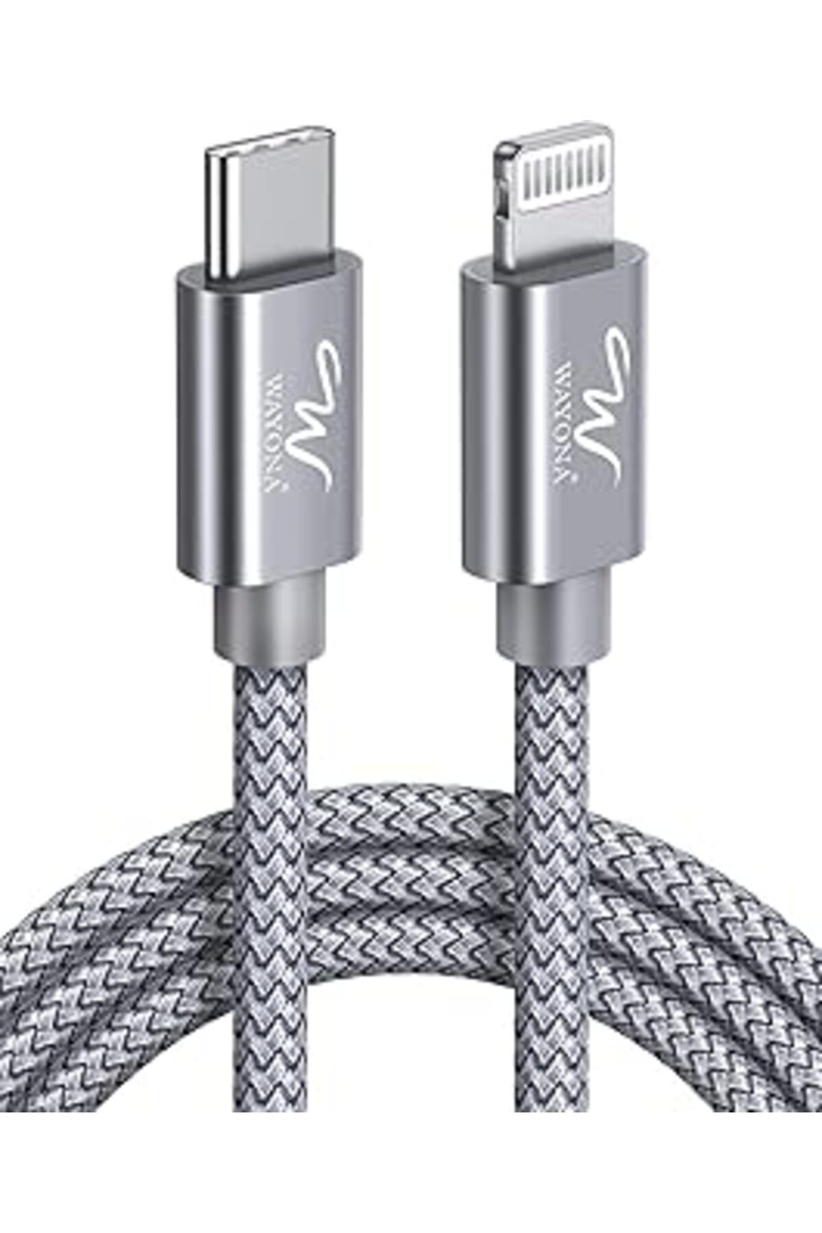 NETWORK ART Wayona Tip C-Lightning Mfi Sertifikalı 20 W Hızlı Şarj, Naylon Örgülü Usb C Kablo, Gri