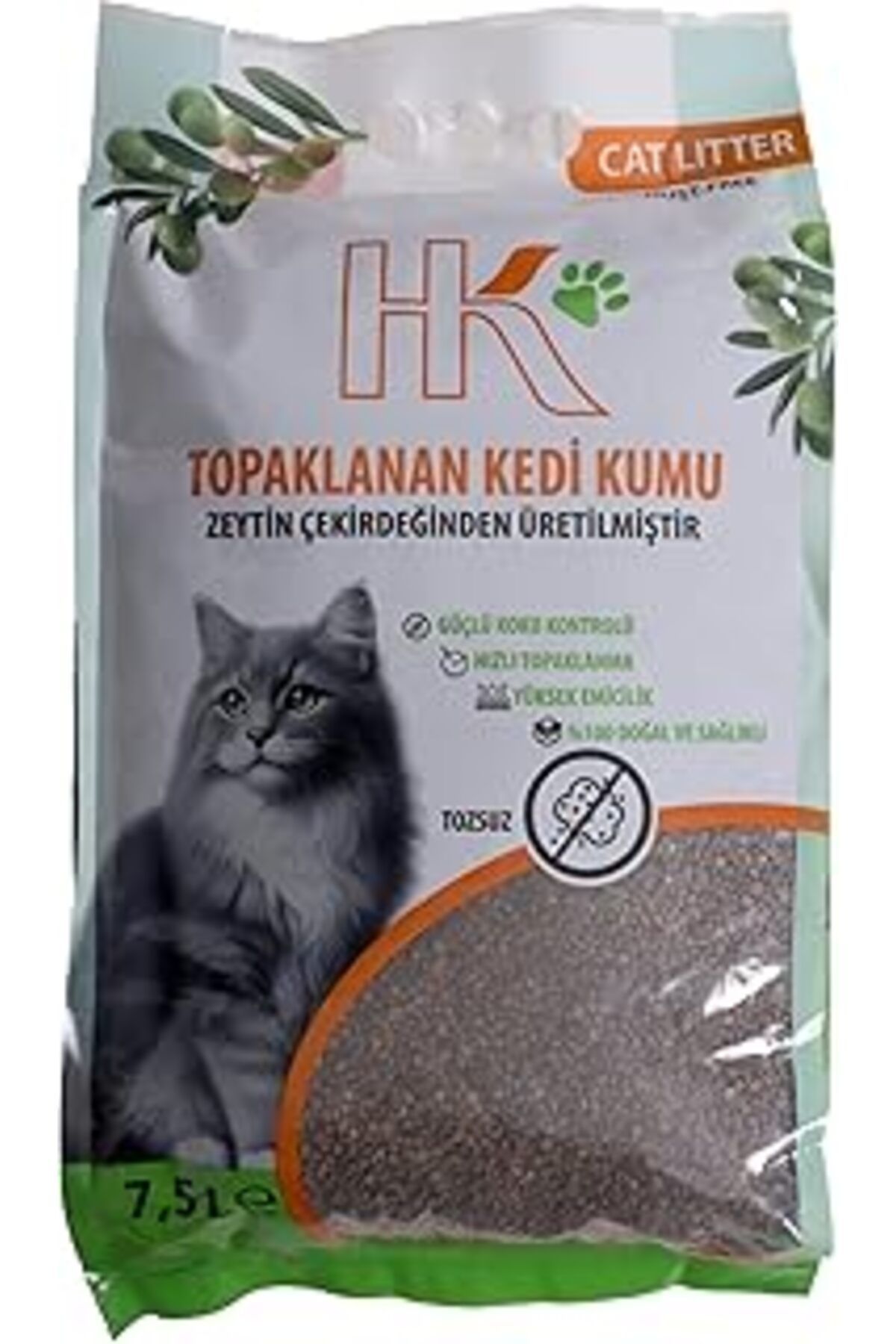 DENİZ Hk Litter | Zeytin Çekirdeğinden Ürlen Aktif Karbonlu%100 Doğal Kumu 7.5L