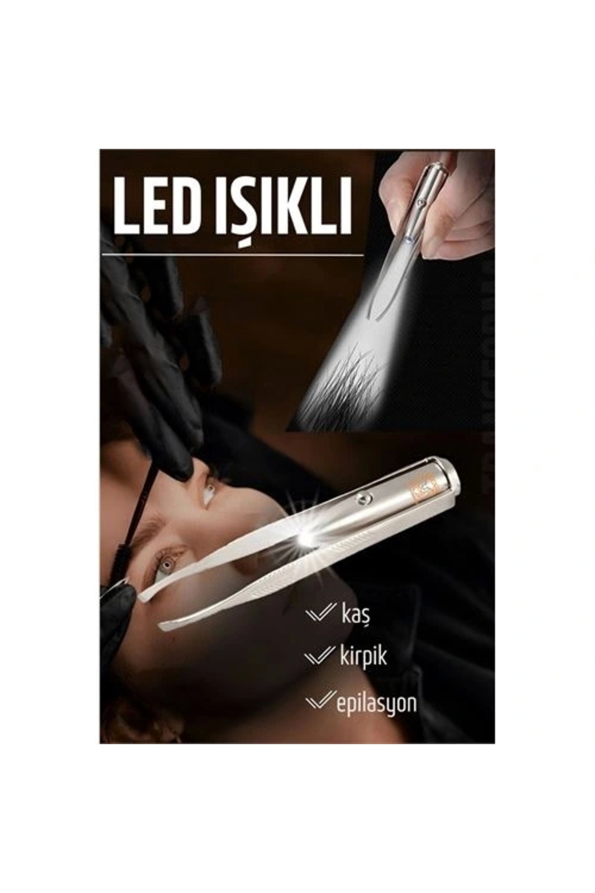 shopwave Led Işıklı Cımbız Kirpik Kaş Cımbız Epilasyon Cımbızı