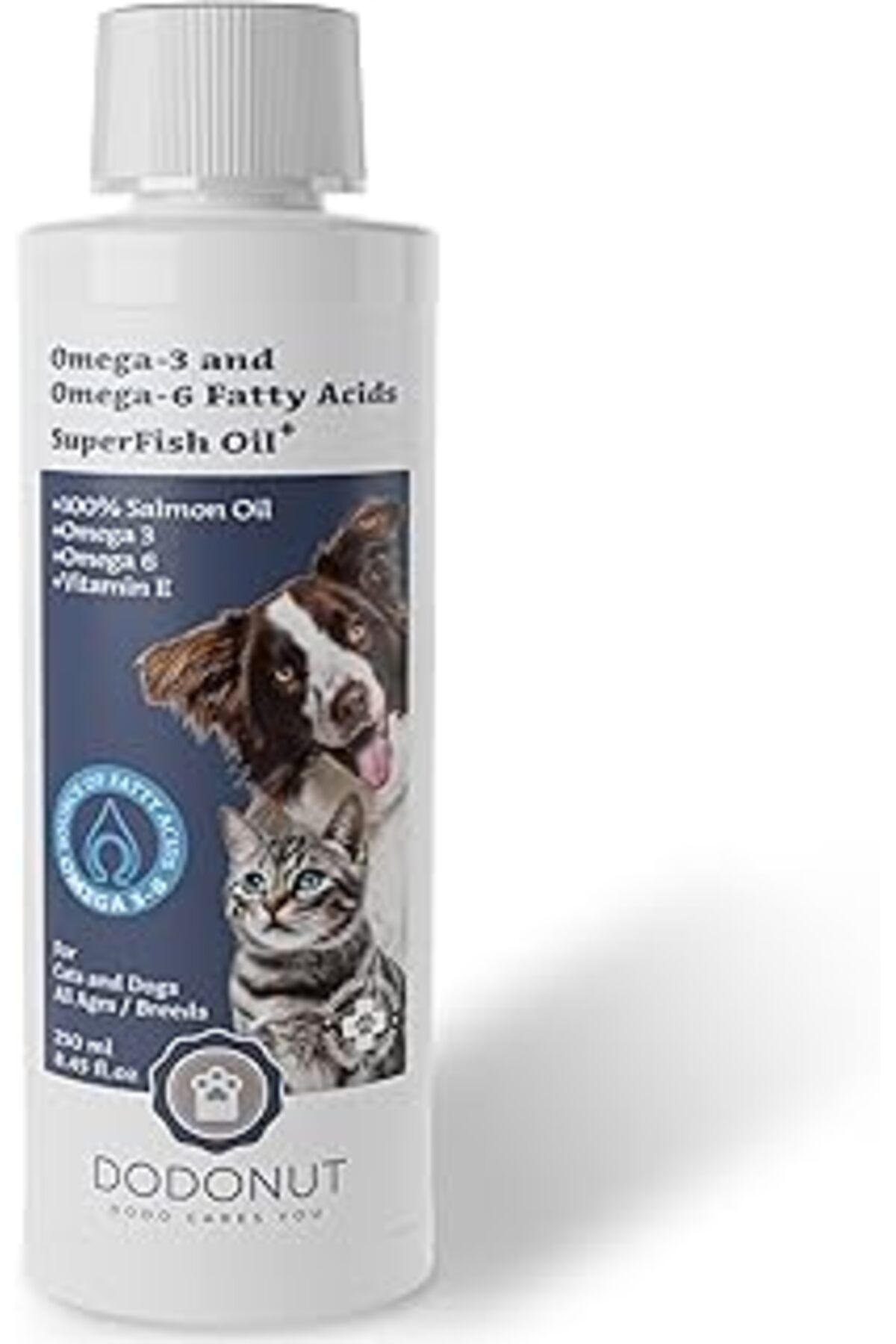 Mu Art Dodonut Superfish Oil+% Ve Köpek 100 Somon Yağı, Omega 3 Ve 6, 250 Ml