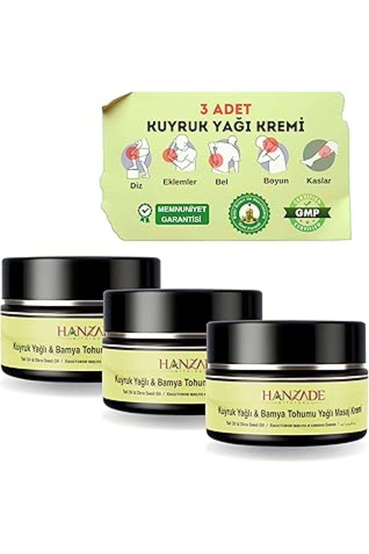 NZM TİCARET Kuyruk Yağlı & Bamya Tohumu Yağlı Ağrı Masaj Kremi Kas Eklem 100 ml X 3 At