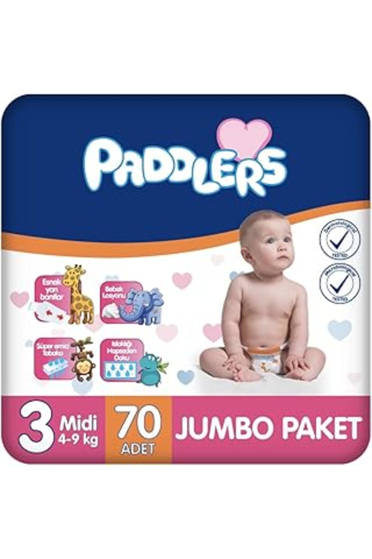 Mu Art Ahşap Paddlers 3 Numara Midi 4-9 Kg Bebek Bezi (1 X 70 Adet)