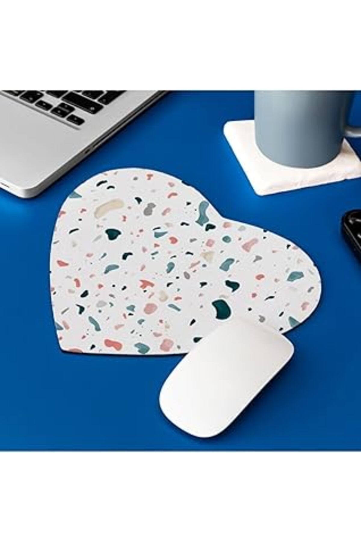 Mu Art Ahşap Hediyesepeti Suluboya Efektli Şık Tasarım Kalp Mousepad - Mouse Pad - Fare Altlığı