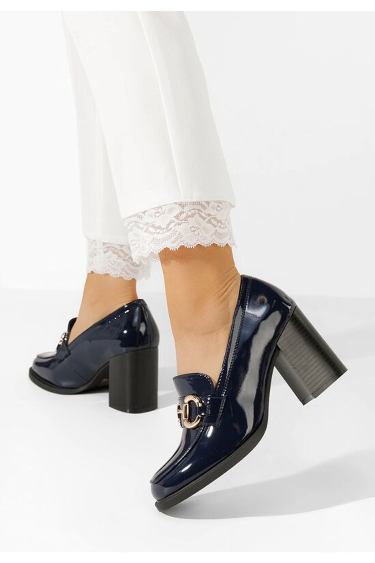 B T Shoes-Mocasini cu toc Efora albastri 8