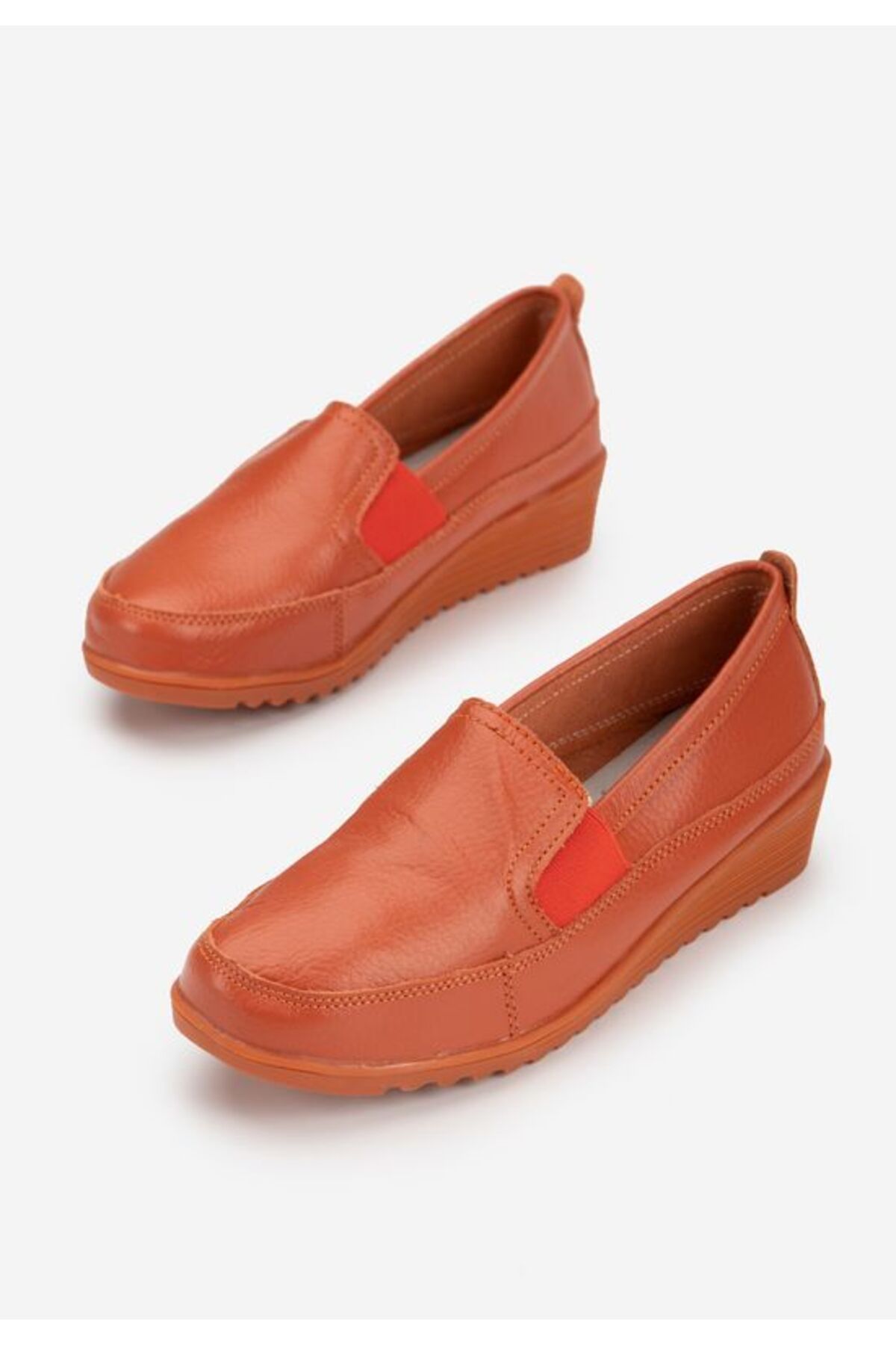 B T Shoes-Women's orange leather loafers Sonima 4