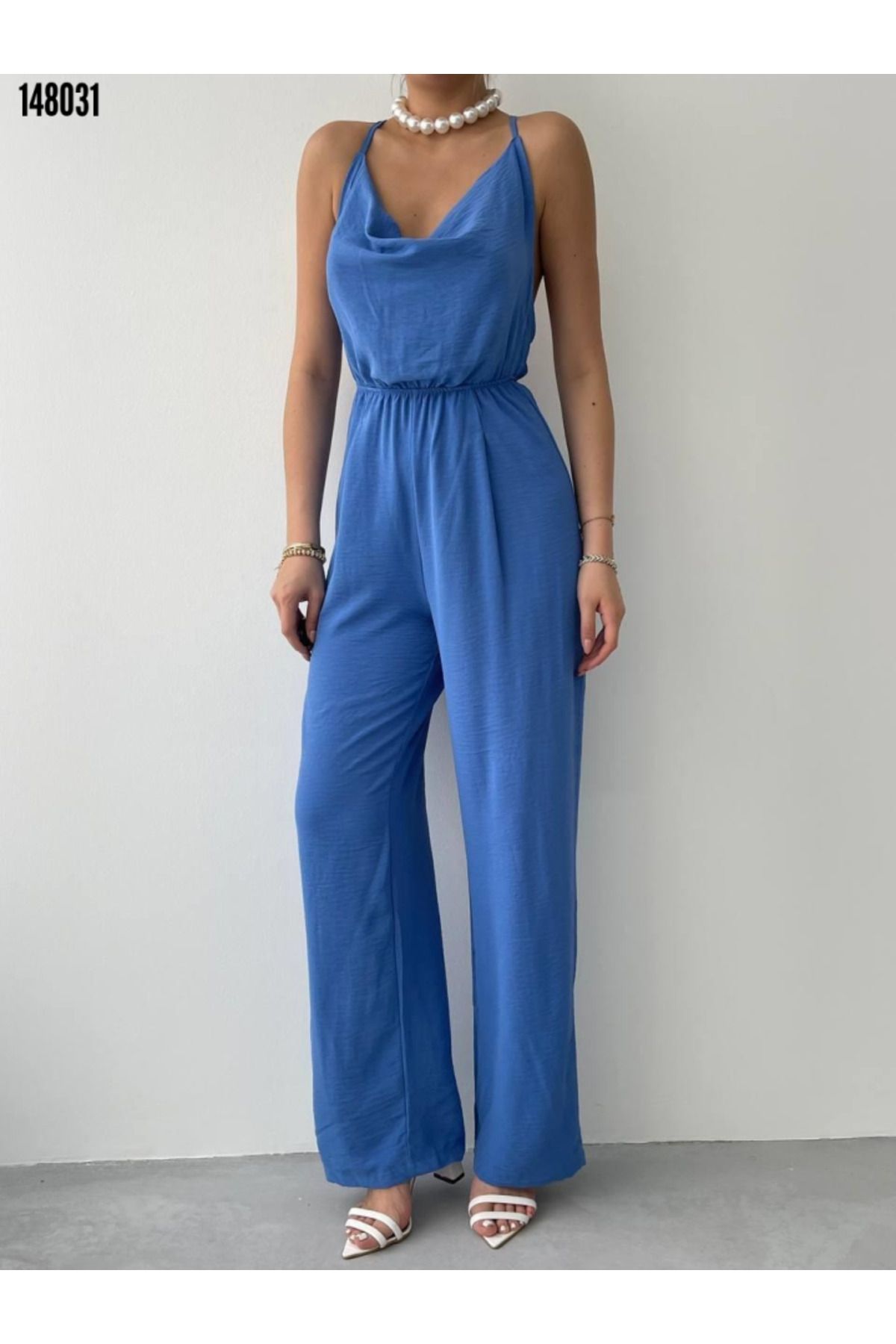 JANES-Women's Backless Aerobin Fabric Jumpsuit 2