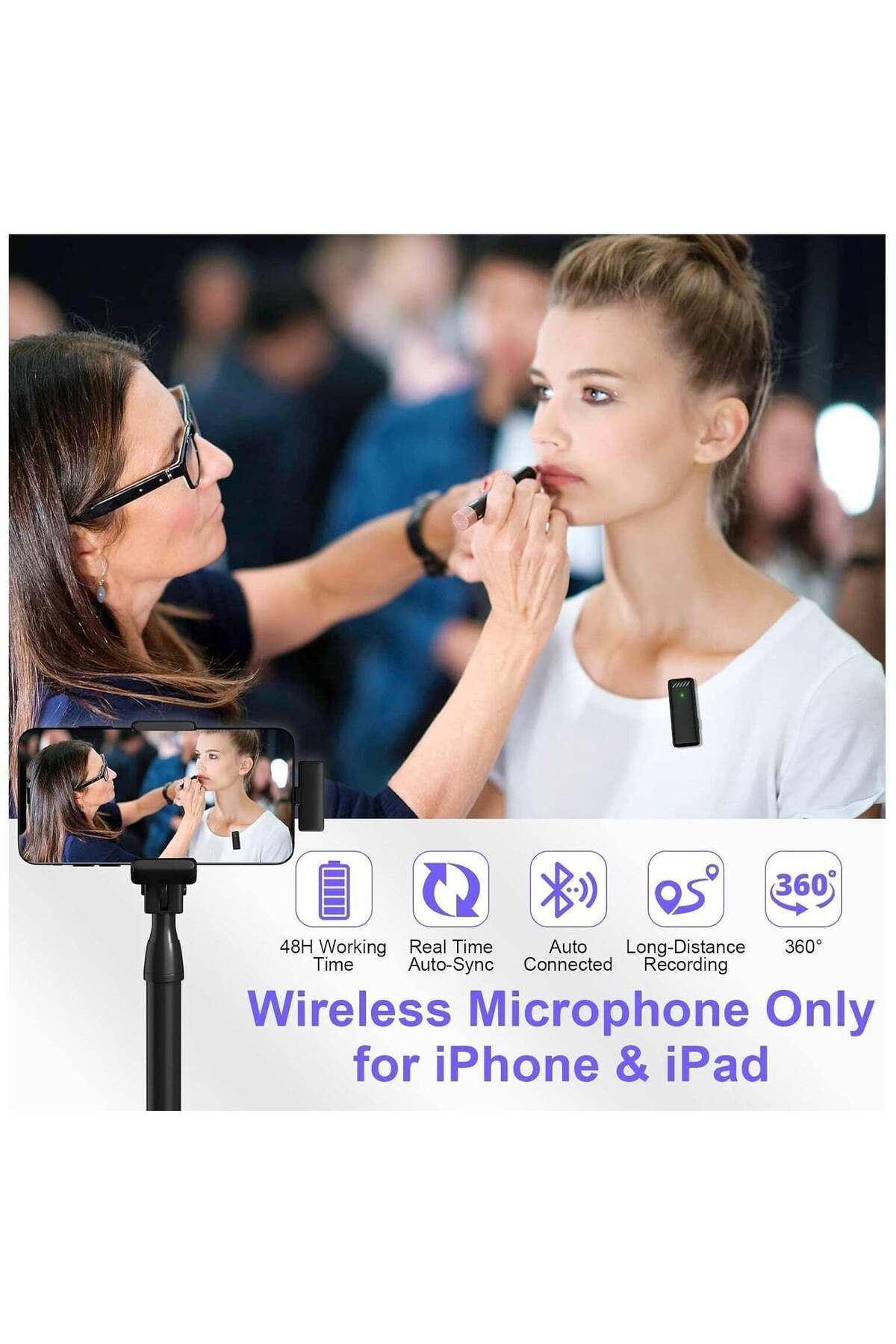 fulina-Wireless microphone, 48 hours of battery life, charging case, suitable for interviews and podcasts 6