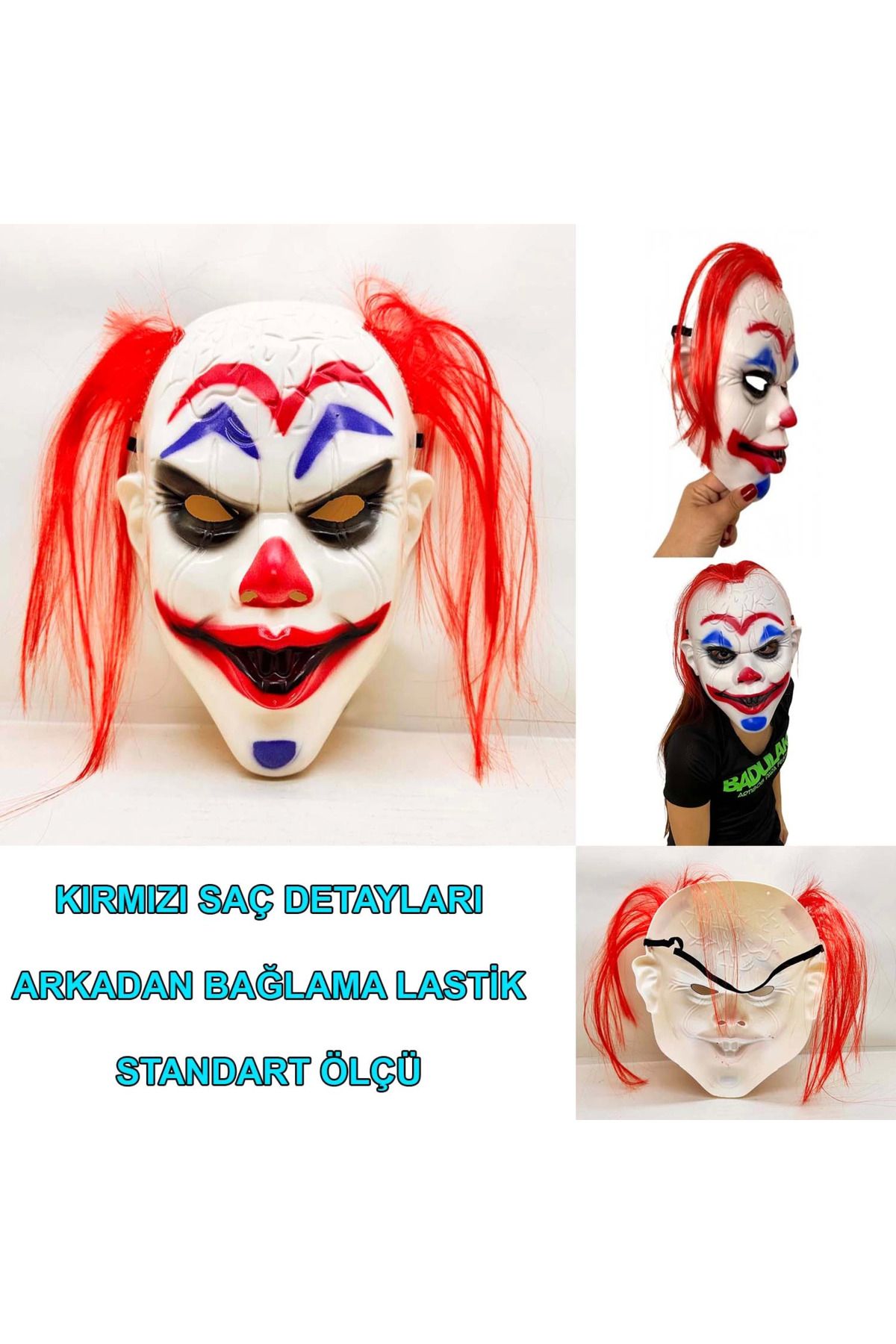 Narnuga Kızıl Saçlı Joker Palyaço Maskesi - MCT2399-1842