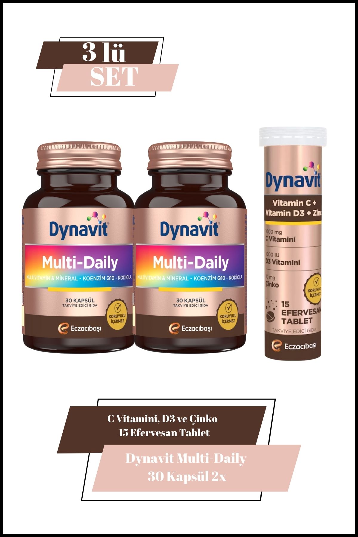 Dynavit Multi-Daily 30 Kapsül X2 & C Vitamini, D3 ve Çinko