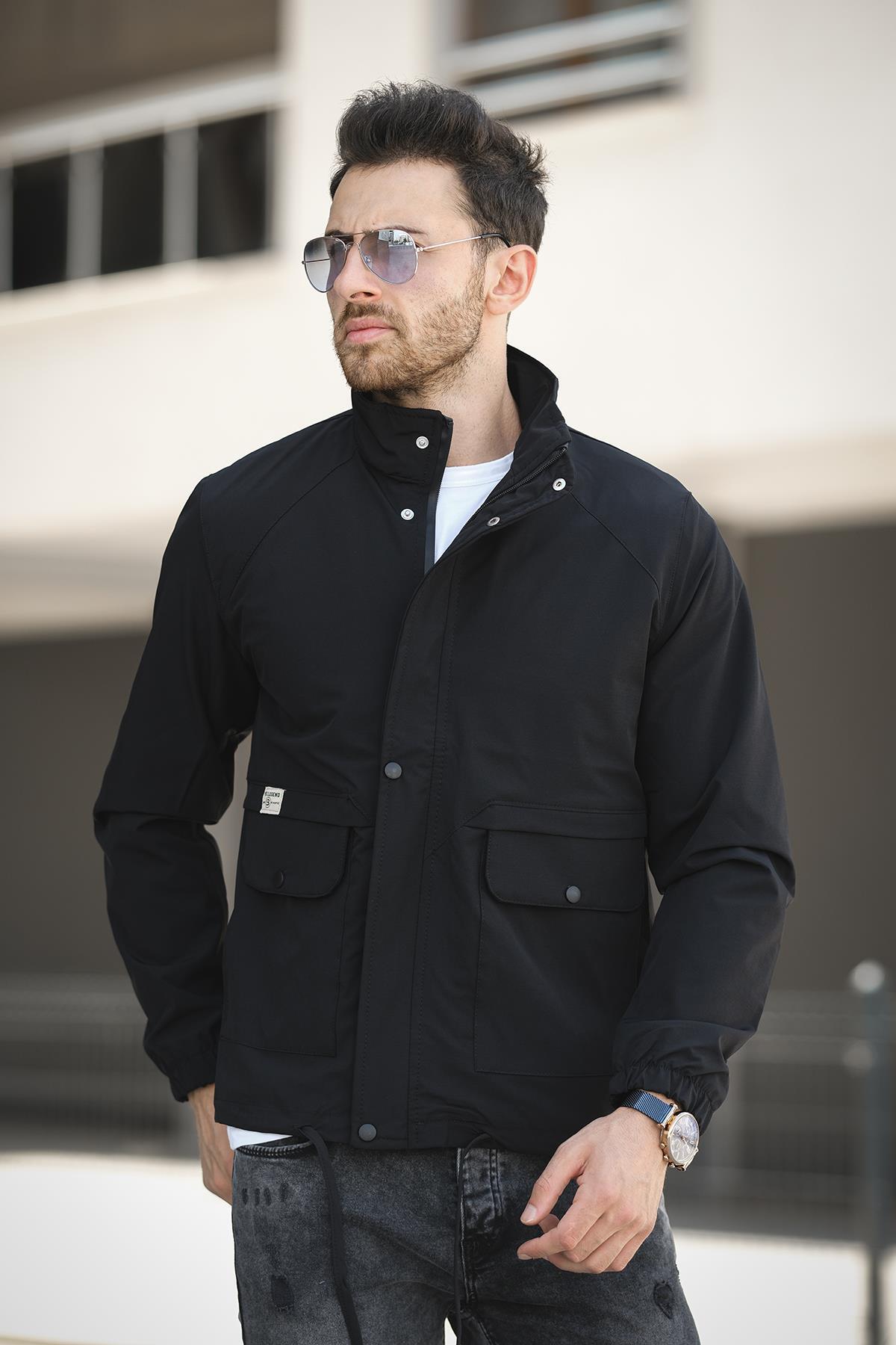 Oksit  Juan Slim Fit Su İtici Bağcık Detaylı Kapüşonlu Erkek Mevsimlik Mont Yağmurluk - Görsel 3