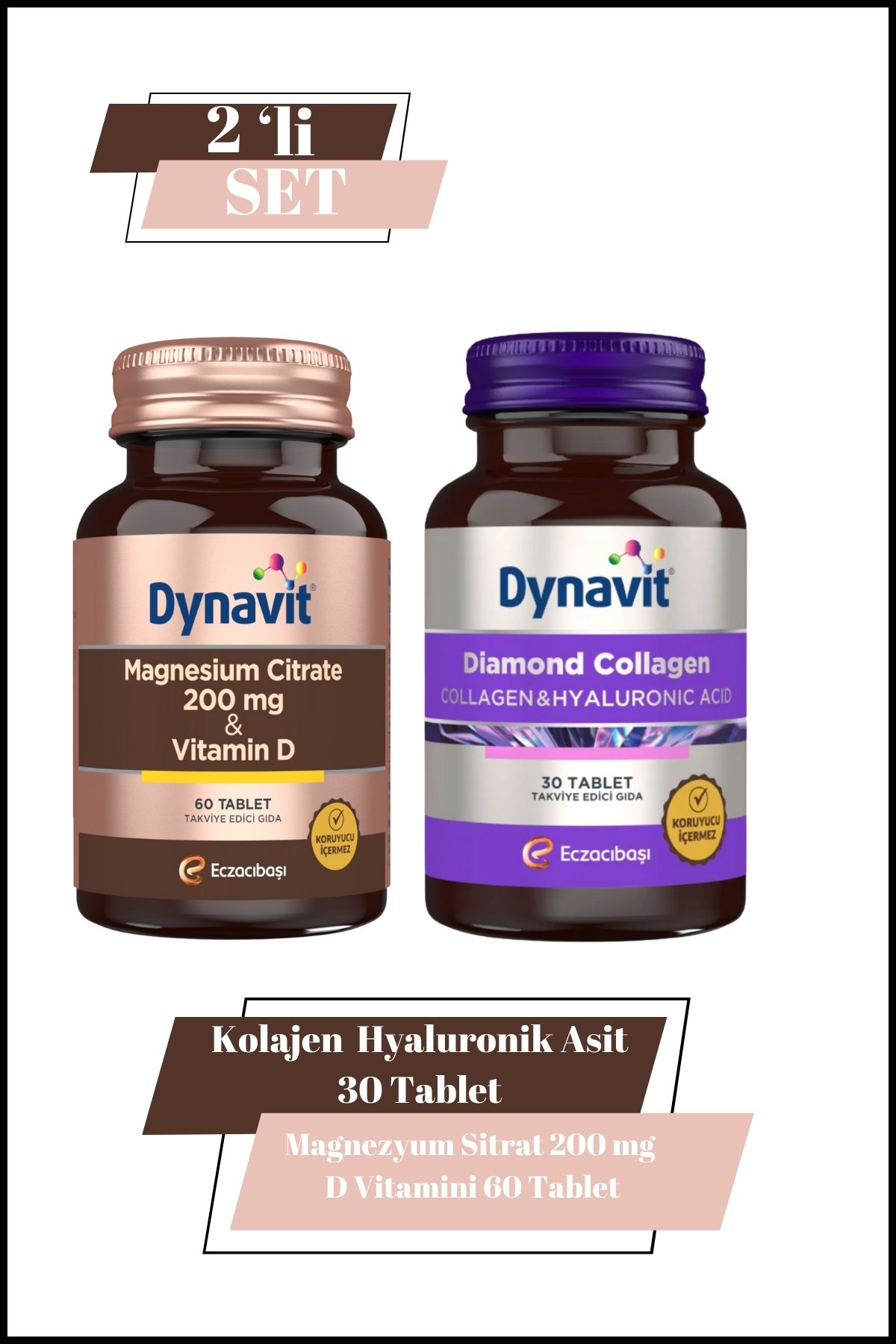 Dynavit Collagen & Hyaluronic Acid & Magnezyum Sitrat 200 mg + D Vitamini