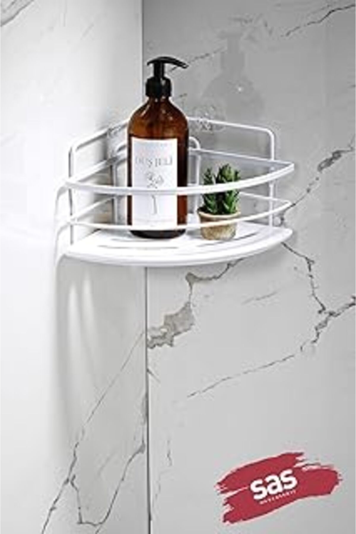 Mu Art Sas Haus Yapışkanlı Ömür Boyu Paslanmaz Kristal Ayarlanabilir Raf Banyo Düzenleyici Şampuanlık Lk-0