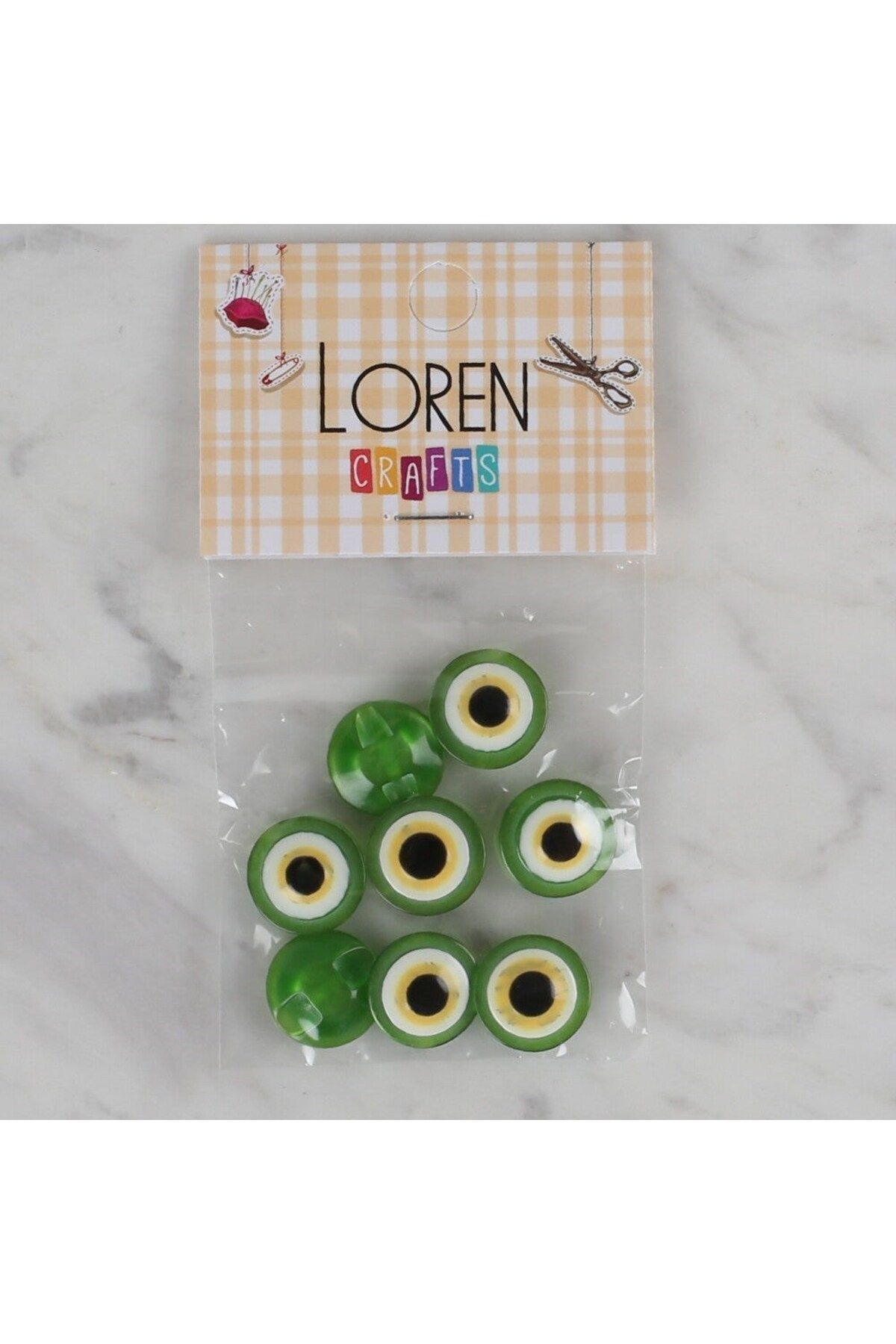 blueb Loren Crafts yeşil 8 li nazar boncuğu düğme - 164